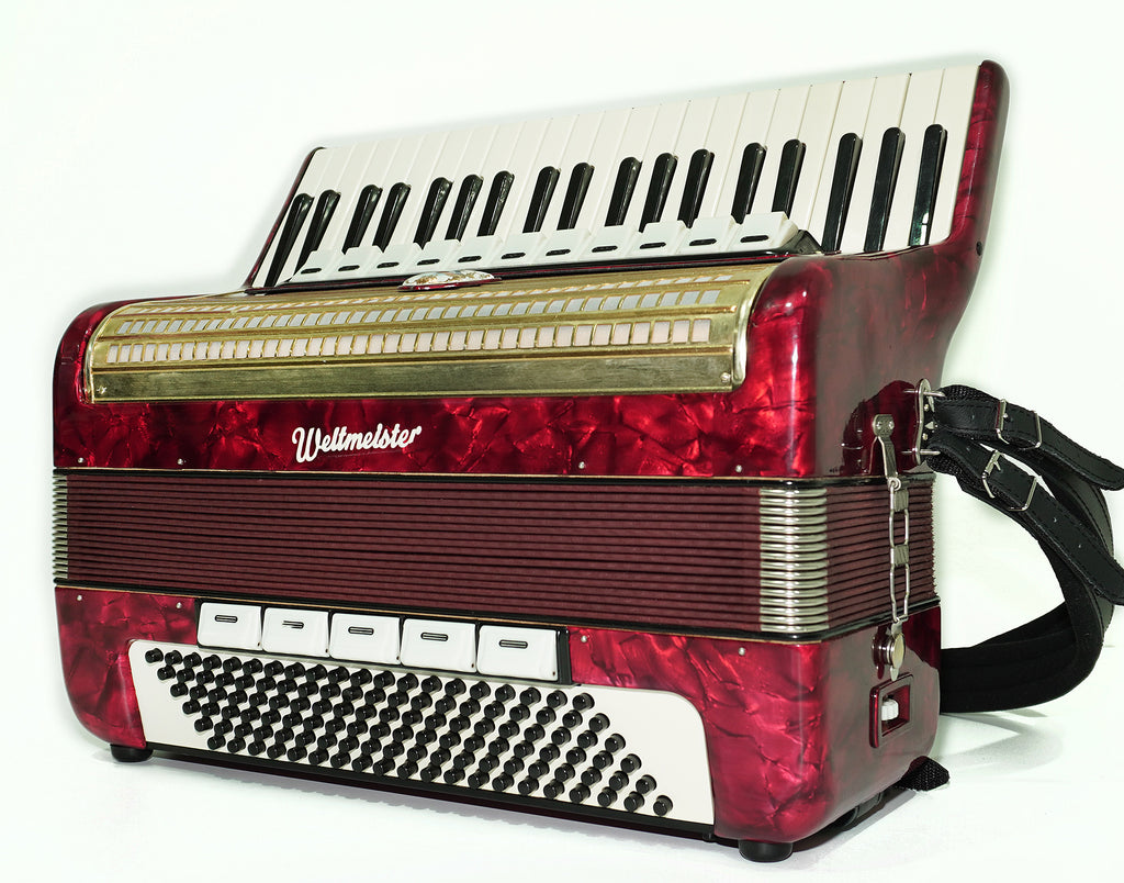 Original Weltmeister Accordion 120 Bass made in Germany, New Straps and Soft Case for Gift, Vintage Keyboard Piano Accordian Musical Instrument, 2541