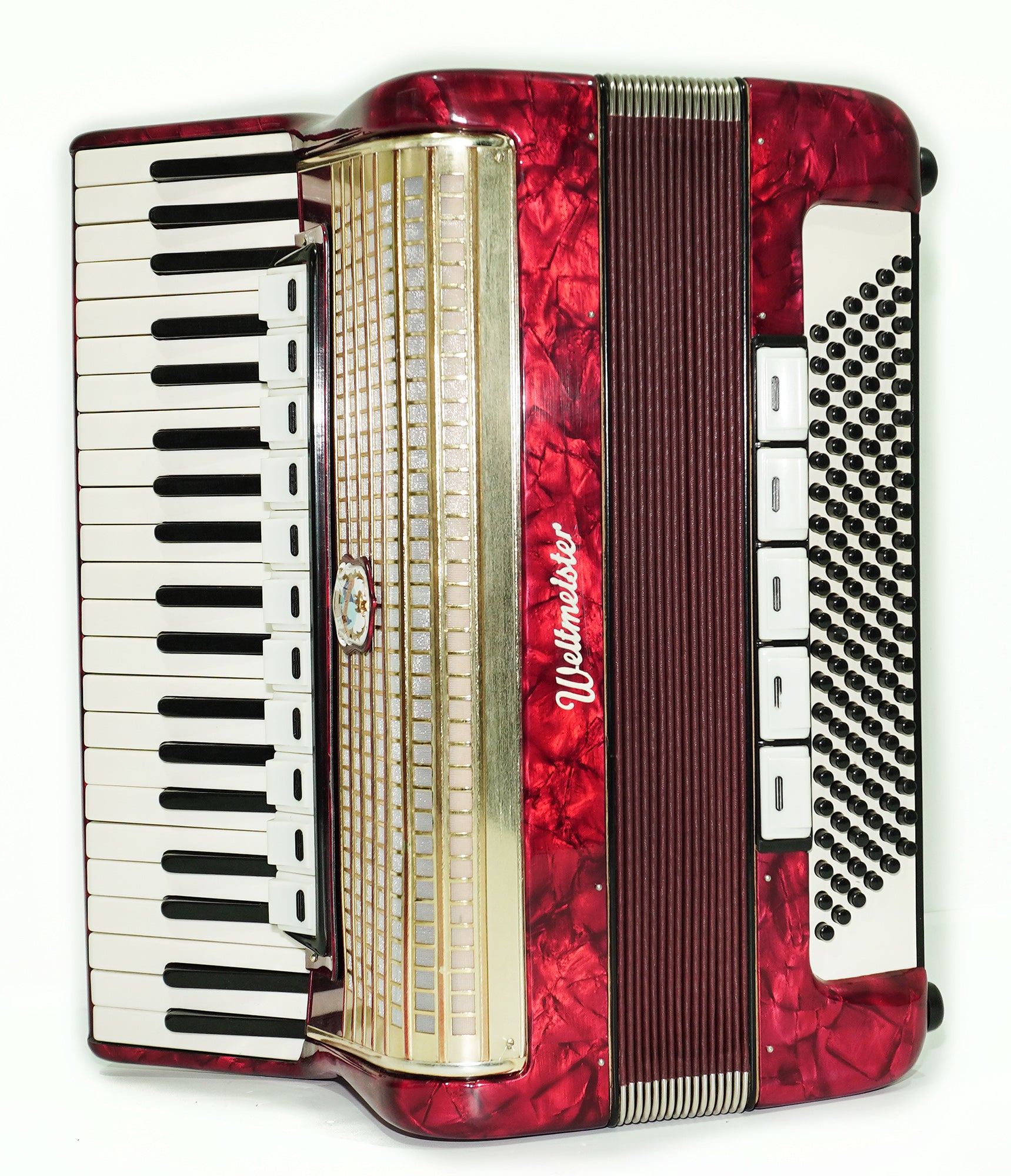 Original Weltmeister Accordion 120 Bass made in Germany, New Straps and Soft Case for Gift, Vintage Keyboard Piano Accordian Musical Instrument, 2541
