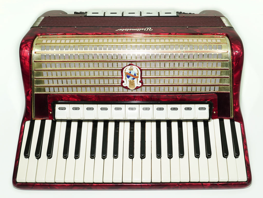 Original Weltmeister Accordion 120 Bass made in Germany, New Straps and Soft Case for Gift, Vintage Keyboard Piano Accordian Musical Instrument, 2541