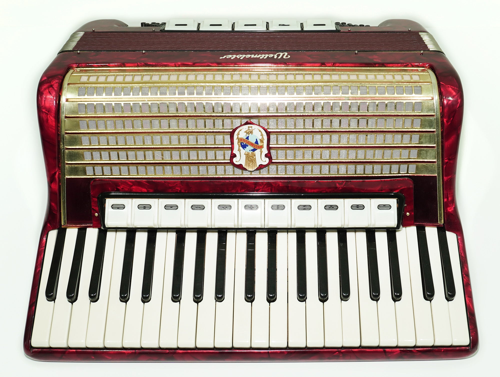 Original Weltmeister Accordion 120 Bass made in Germany, New Straps and Soft Case for Gift, Vintage Keyboard Piano Accordian Musical Instrument, 2541