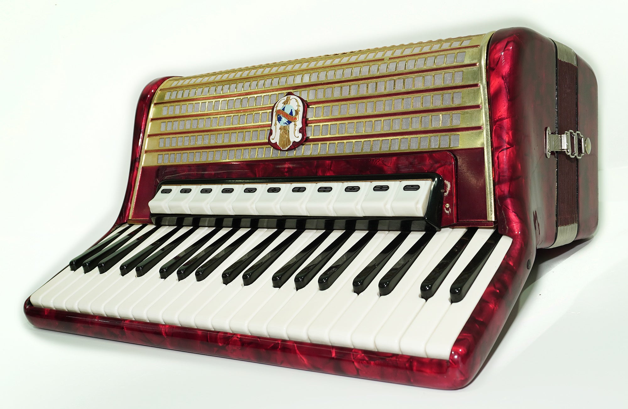 Original Weltmeister Accordion 120 Bass made in Germany, New Straps and Soft Case for Gift, Vintage Keyboard Piano Accordian Musical Instrument, 2541
