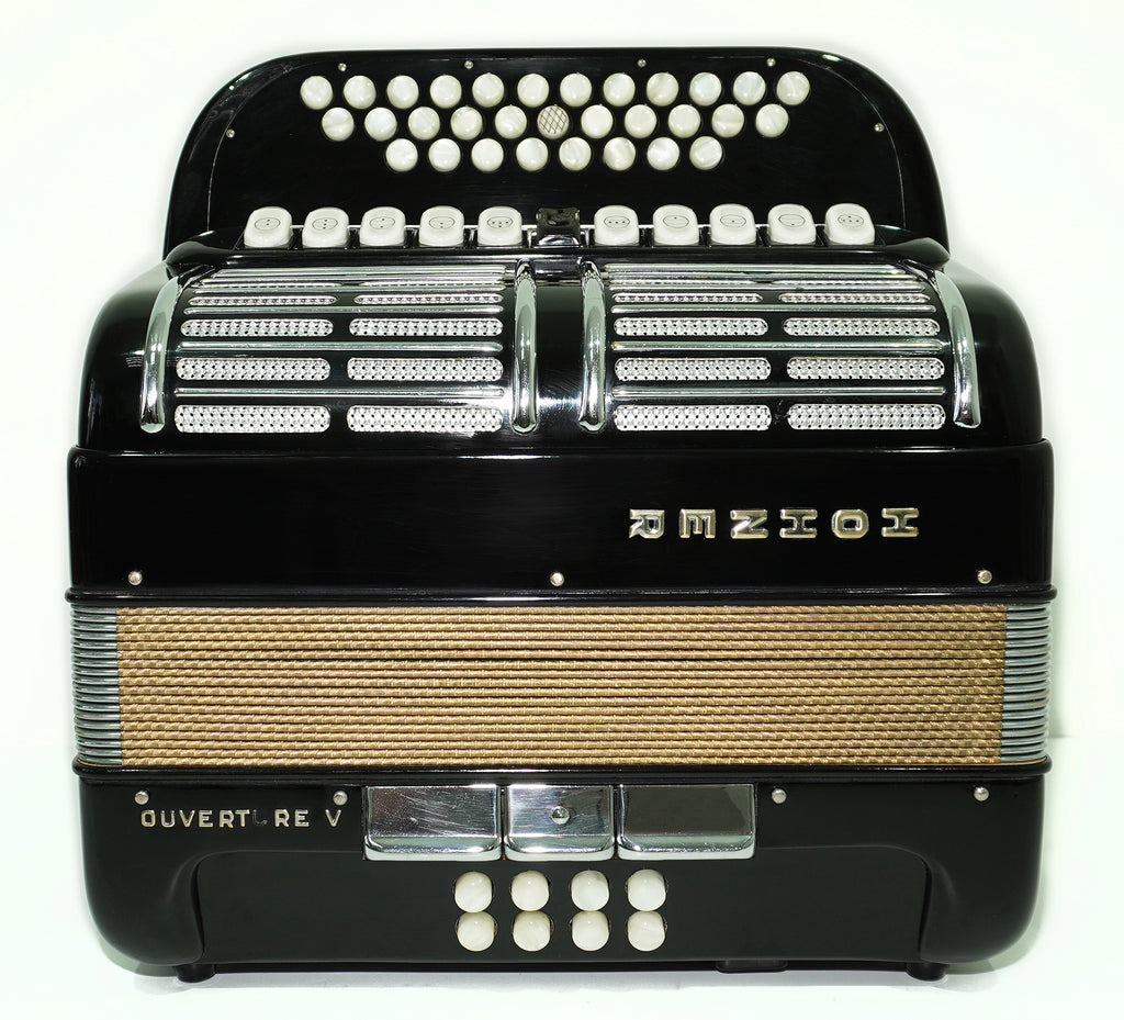 Hohner Ouverture V Diatonic Accordion, Original German Button Accordion Garmon, Luxury Harmonika Squeezebox Akkordeon, with Straps and Case, 2543