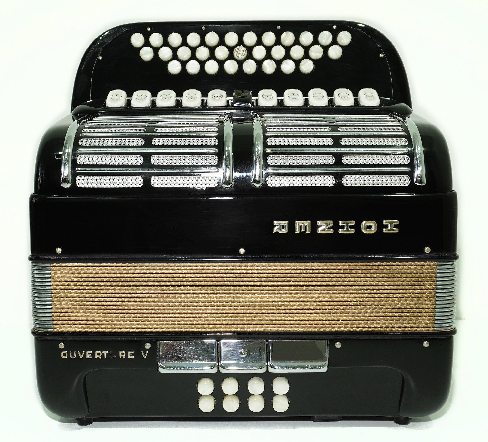 Hohner Ouverture V Diatonic Accordion, Original German Button Accordion Garmon, Luxury Harmonika Squeezebox Akkordeon, with Straps and Case, 2543