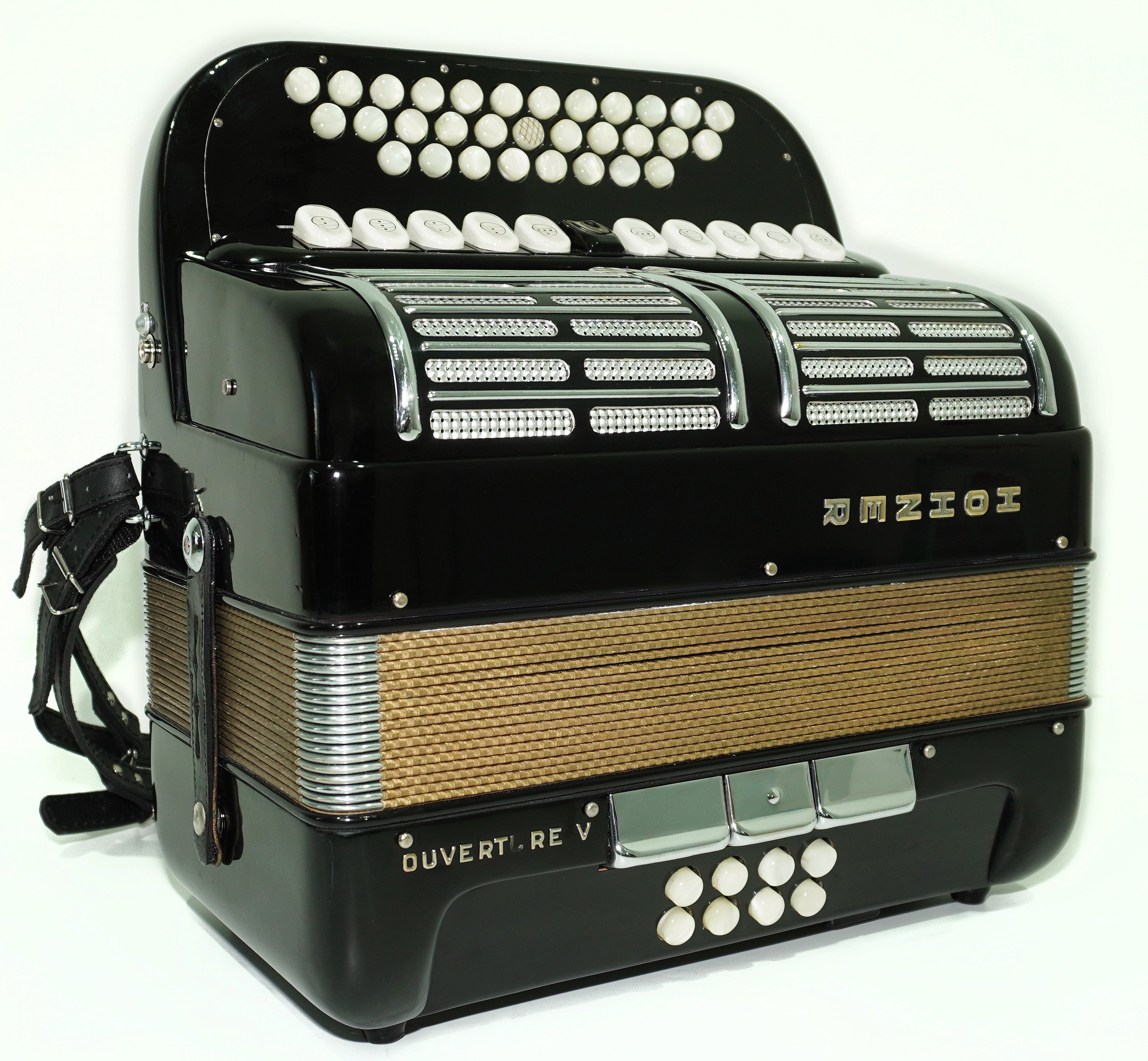 Hohner Ouverture V Diatonic Accordion, Original German Button Accordion Garmon, Luxury Harmonika Squeezebox Akkordeon, with Straps and Case, 2543