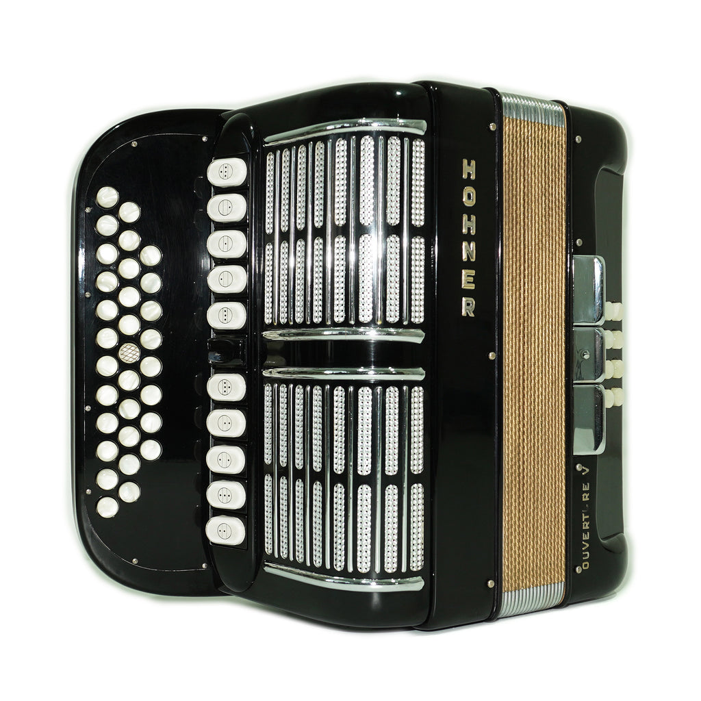 Hohner Ouverture V Diatonic Accordion, Original German Button Accordion Garmon, Luxury Harmonika Squeezebox Akkordeon, with Straps and Case, 2543
