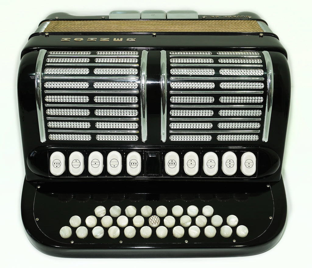 Hohner Ouverture V Diatonic Accordion, Original German Button Accordion Garmon, Luxury Harmonika Squeezebox Akkordeon, with Straps and Case, 2543