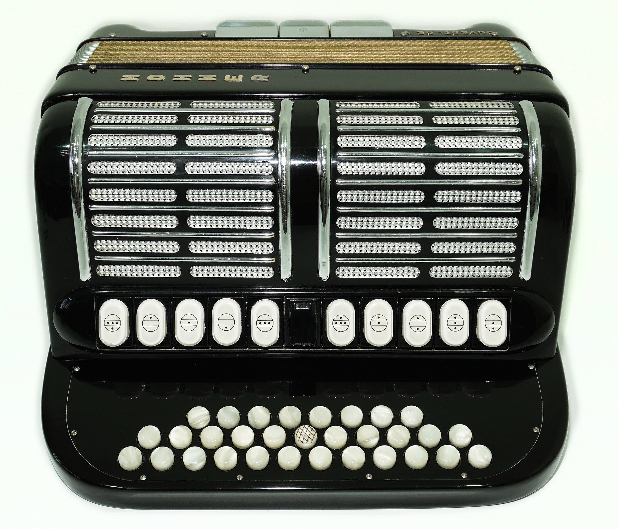 Hohner Ouverture V Diatonic Accordion, Original German Button Accordion Garmon, Luxury Harmonika Squeezebox Akkordeon, with Straps and Case, 2543