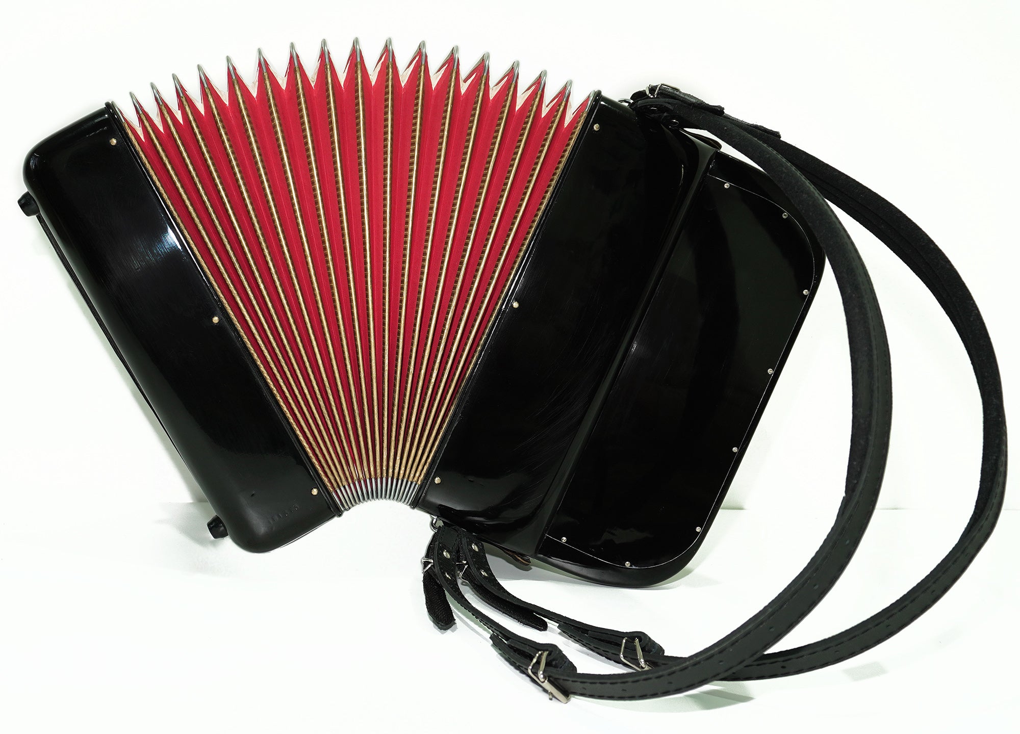 Hohner Ouverture V Diatonic Accordion, Original German Button Accordion Garmon, Luxury Harmonika Squeezebox Akkordeon, with Straps and Case, 2543
