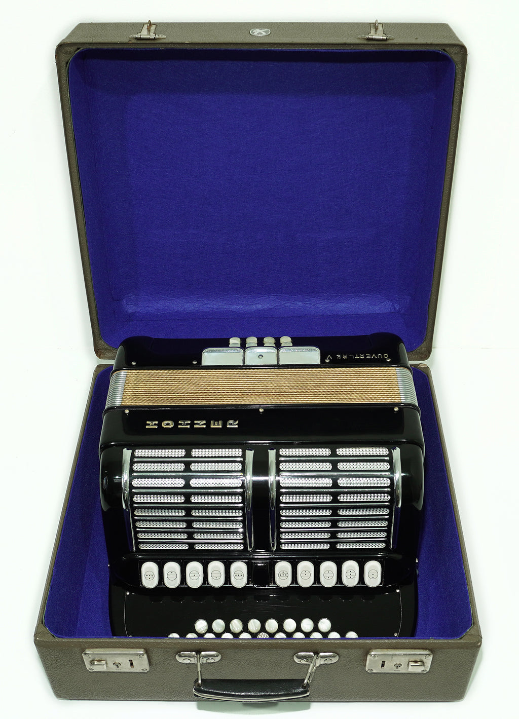 Hohner Ouverture V Diatonic Accordion, Original German Button Accordion Garmon, Luxury Harmonika Squeezebox Akkordeon, with Straps and Case, 2543