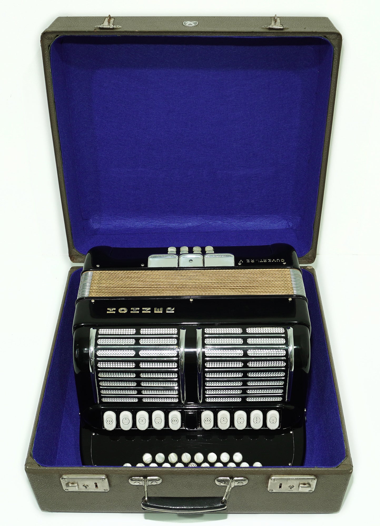 Hohner Ouverture V Diatonic Accordion, Original German Button Accordion Garmon, Luxury Harmonika Squeezebox Akkordeon, with Straps and Case, 2543
