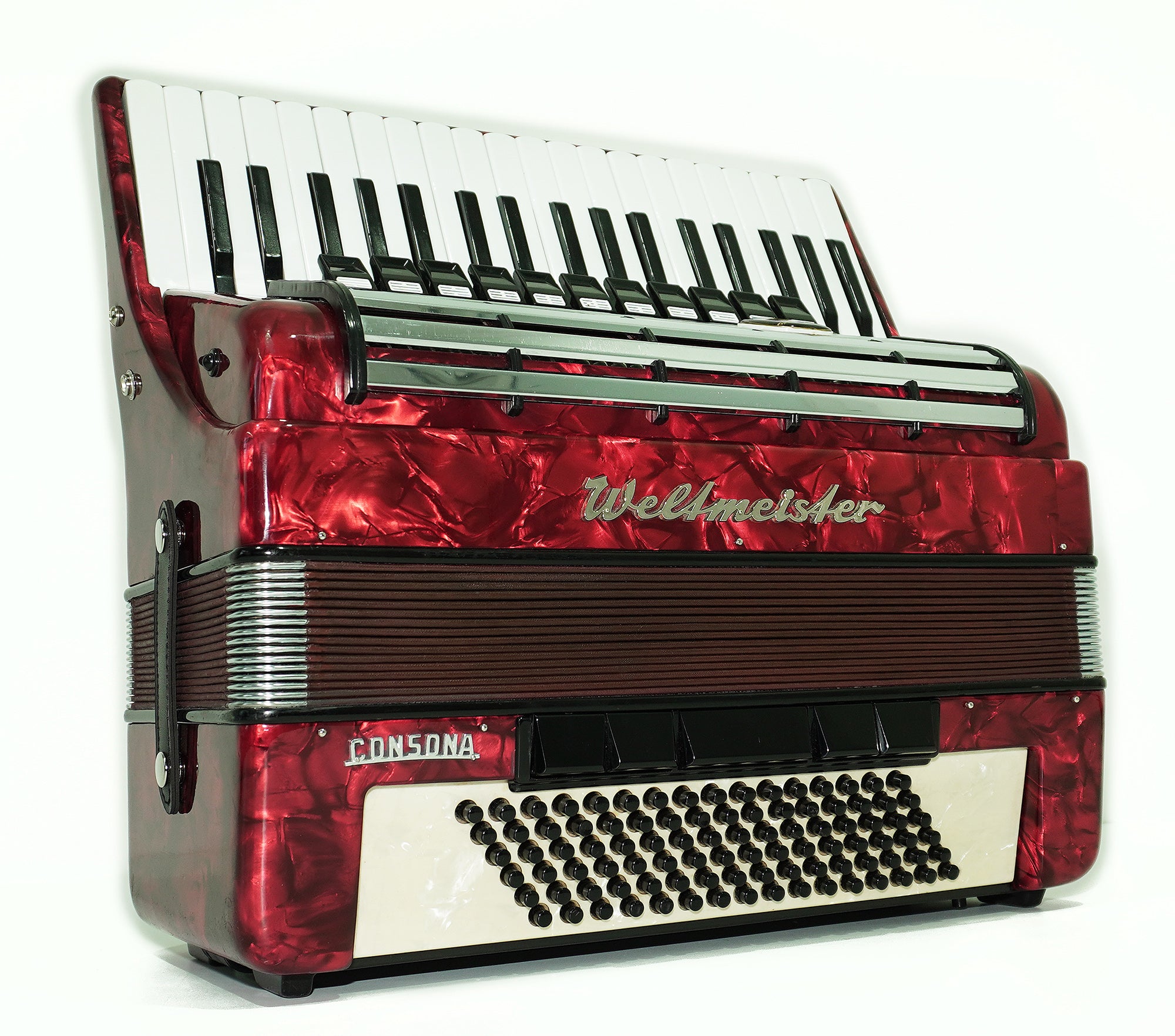 Weltmeister Consona Cassotto Piano Accordion, made in Germany, 96 Bass Buttons, New Straps, Soft Case, Quality Musical Instrument Keyboard Accordian, 2545