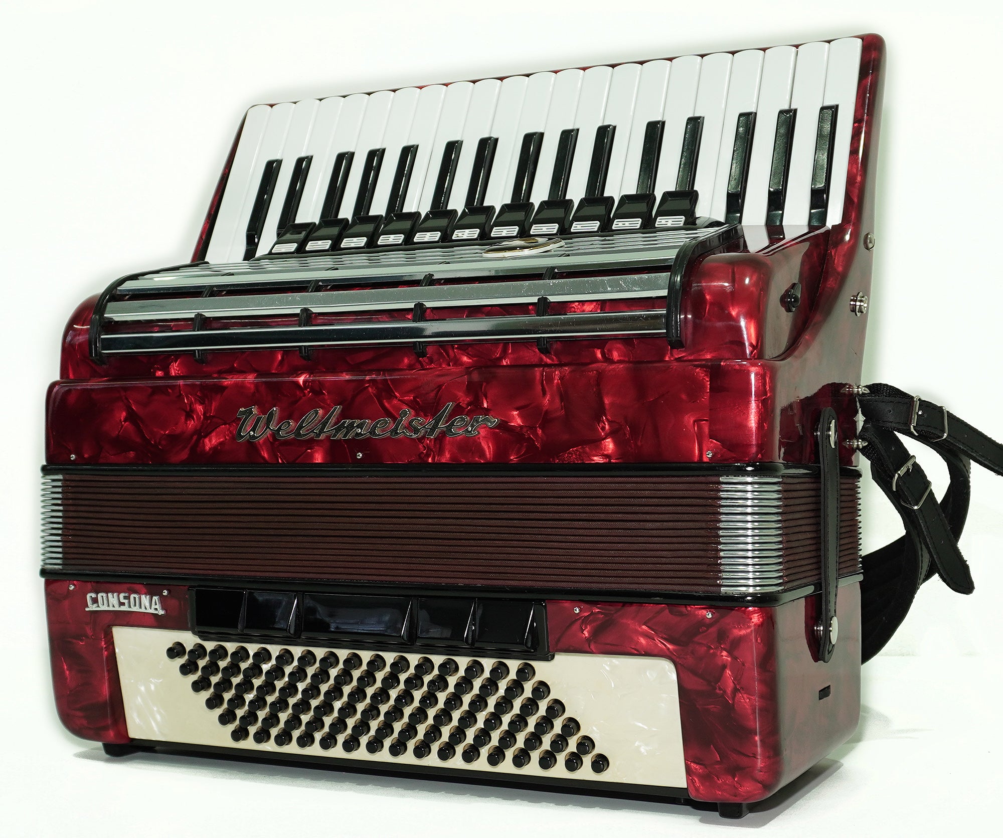 Weltmeister Consona Cassotto Piano Accordion, made in Germany, 96 Bass Buttons, New Straps, Soft Case, Quality Musical Instrument Keyboard Accordian, 2545