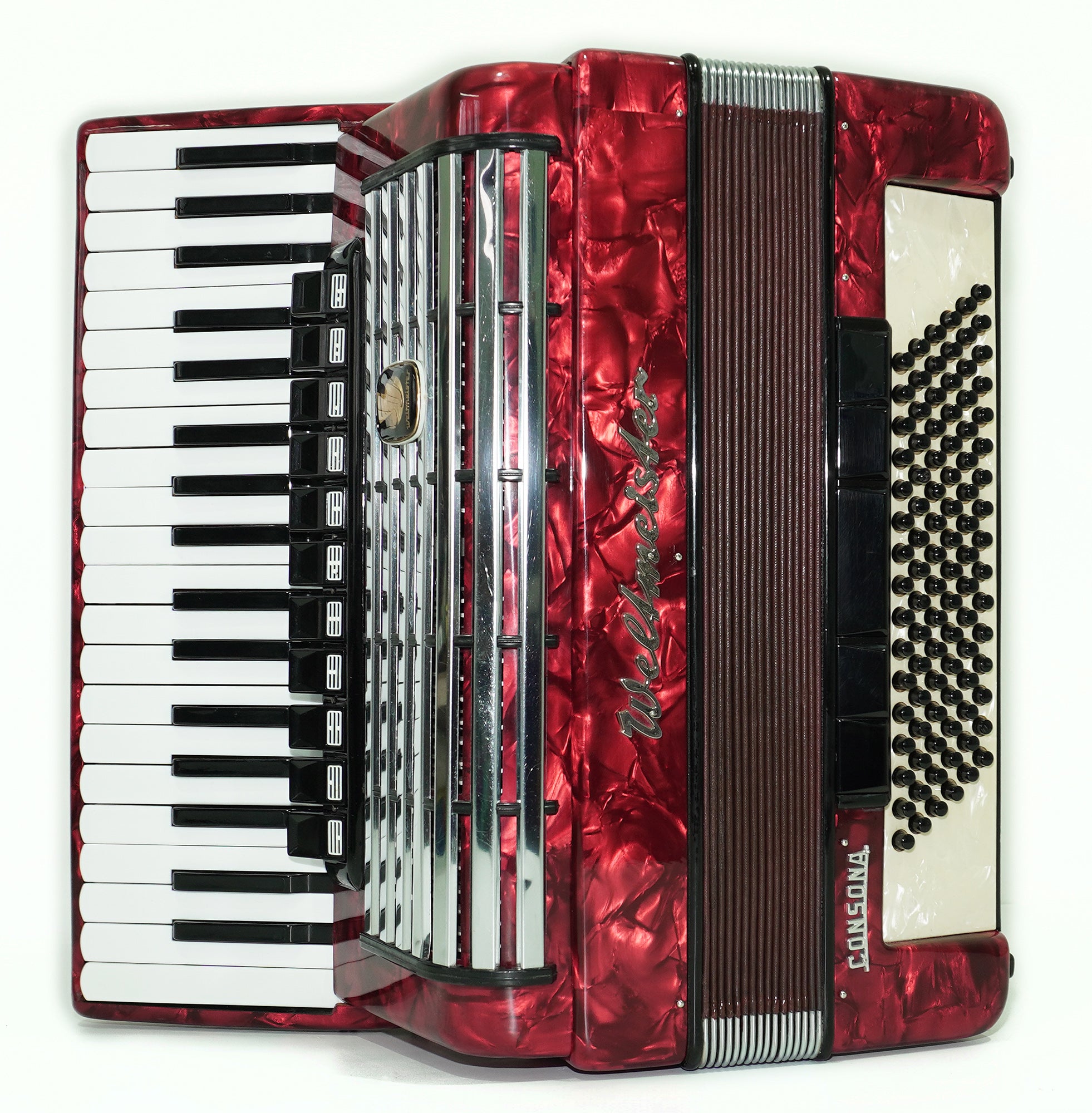 Weltmeister Consona Cassotto Piano Accordion, made in Germany, 96 Bass Buttons, New Straps, Soft Case, Quality Musical Instrument Keyboard Accordian, 2545