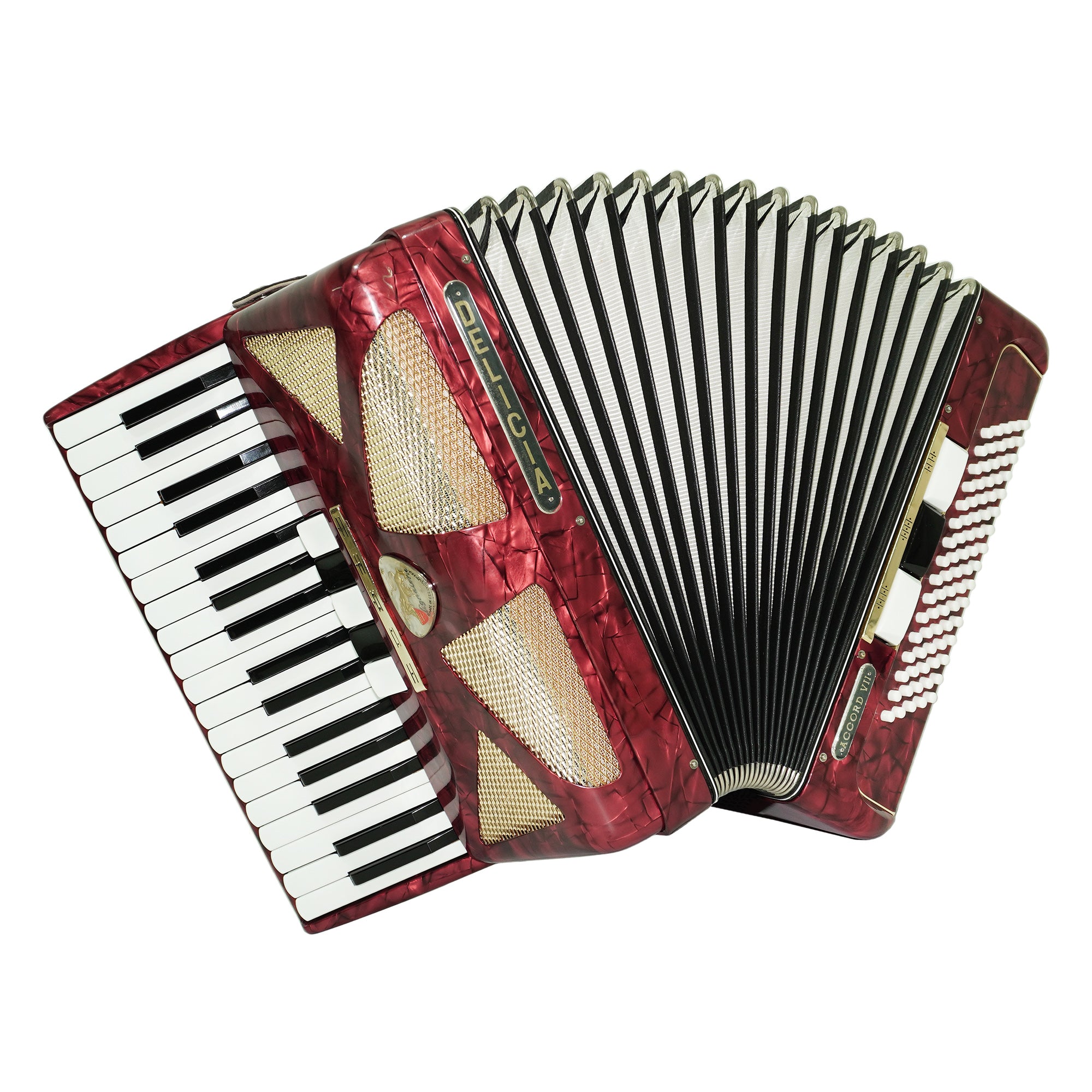 Vintage Lignatone Delicia Accord VII Piano Accordion 80 Bass, made in Czechoslovakia, New Straps, Original Keyboard Musical Instrument, 2552