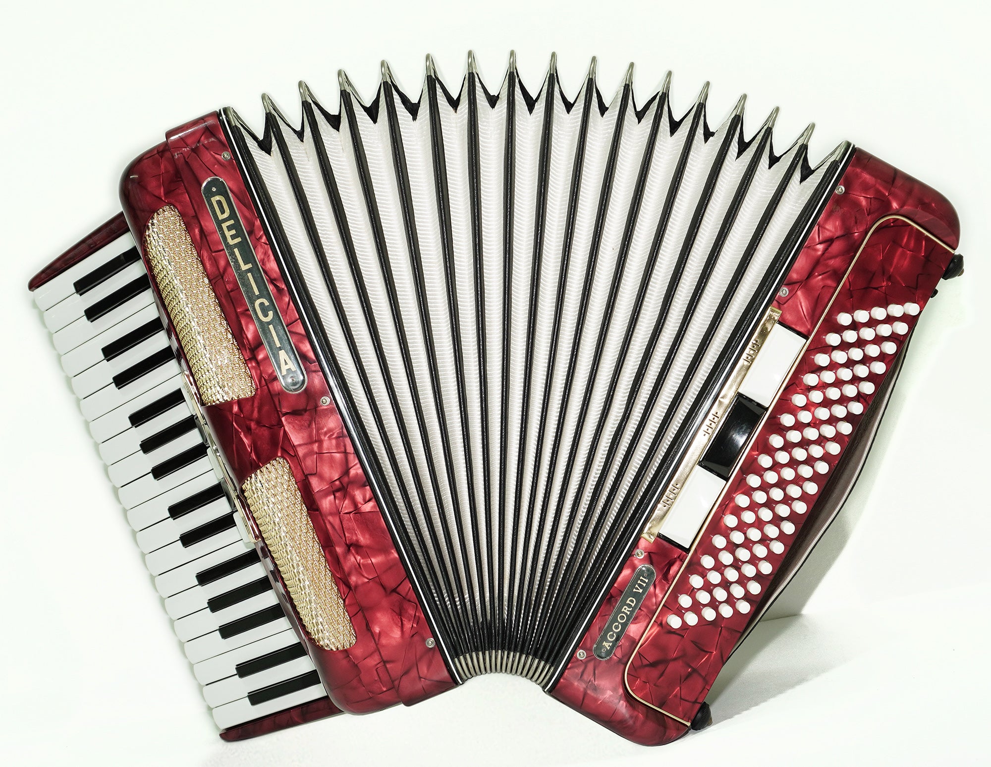 Vintage Lignatone Delicia Accord VII Piano Accordion 80 Bass, made in Czechoslovakia, New Straps, Original Keyboard Musical Instrument, 2552