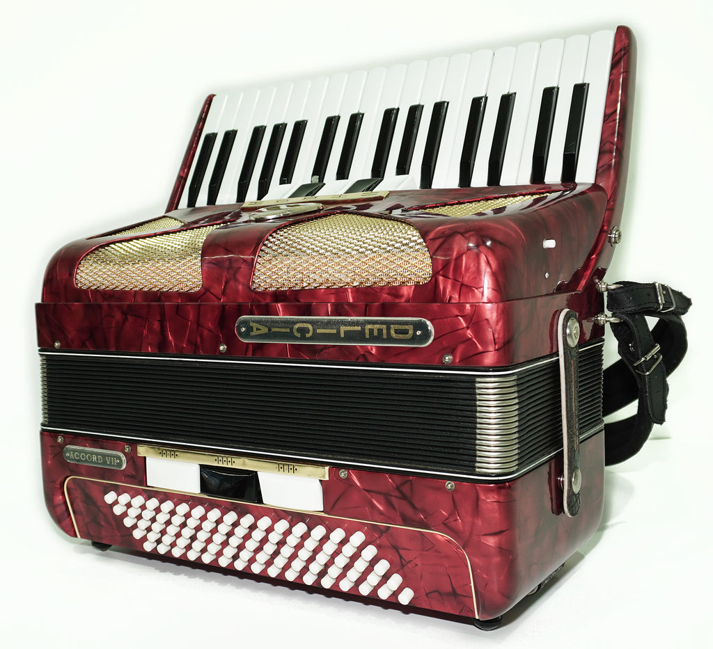 Vintage Lignatone Delicia Accord VII Piano Accordion 80 Bass, made in Czechoslovakia, New Straps, Original Keyboard Musical Instrument, 2552