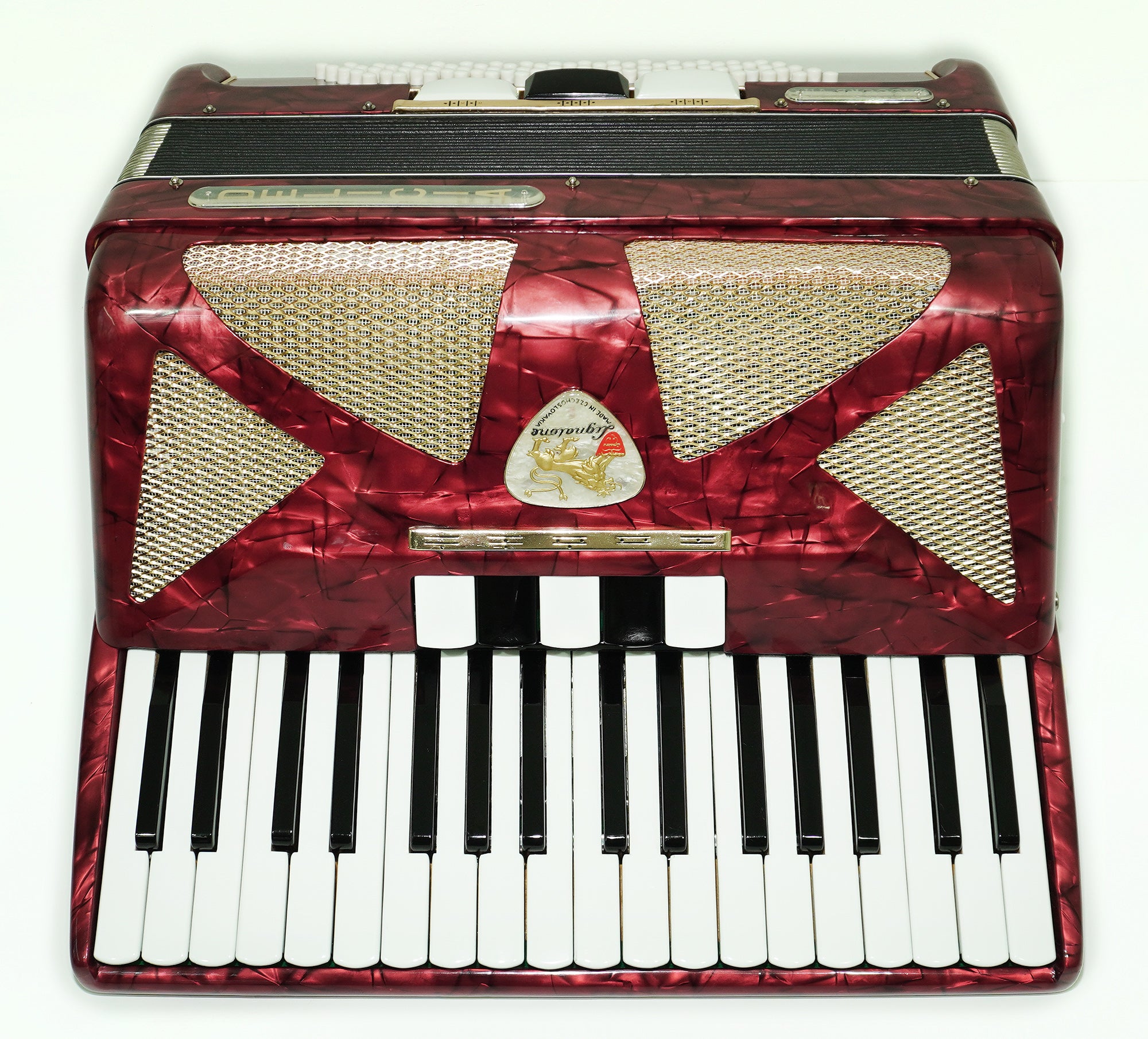 Vintage Lignatone Delicia Accord VII Piano Accordion 80 Bass, made in Czechoslovakia, New Straps, Original Keyboard Musical Instrument, 2552