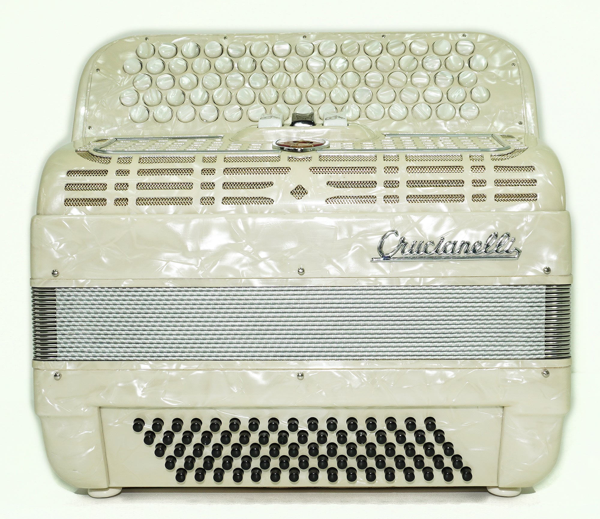 Crucianelli 5 Row Lightweight Button Accordion 80 Bass, C System, made in Italy, Rare Original Musical Instrument, Small Accordeone de Botones, 2554