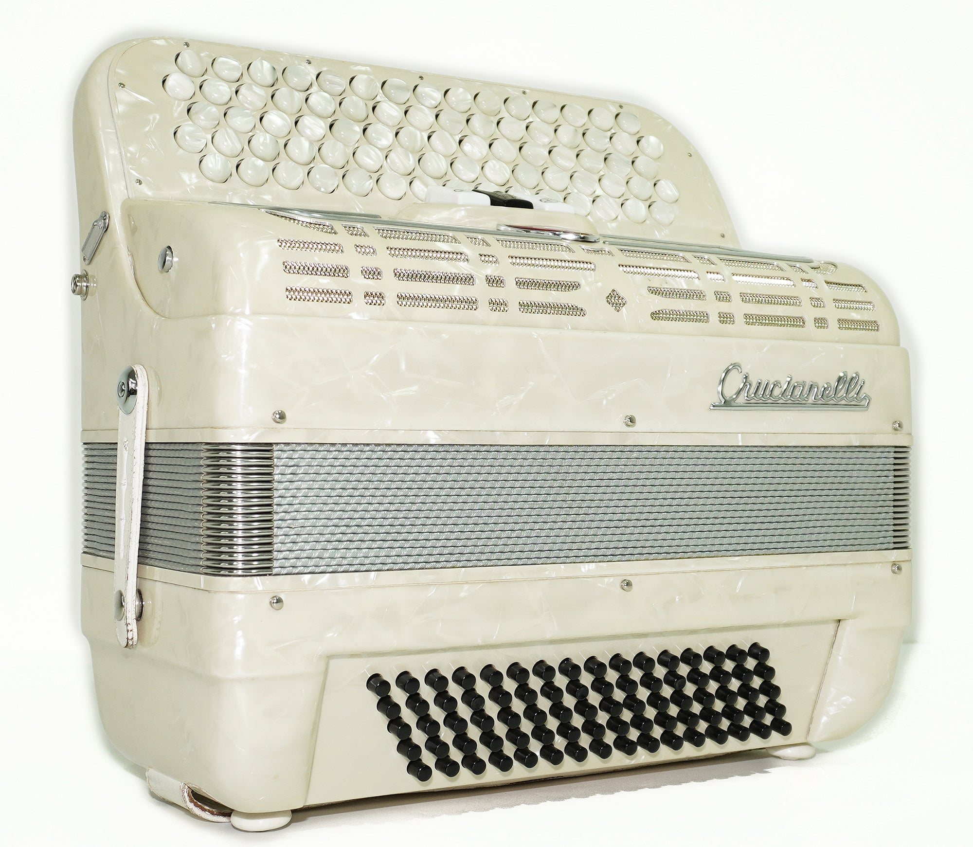 Crucianelli 5 Row Lightweight Button Accordion 80 Bass, C System, made in Italy, Rare Original Musical Instrument, Small Accordeone de Botones, 2554