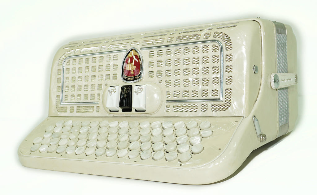 Crucianelli 5 Row Lightweight Button Accordion 80 Bass, C System, made in Italy, Rare Original Musical Instrument, Small Accordeone de Botones, 2554