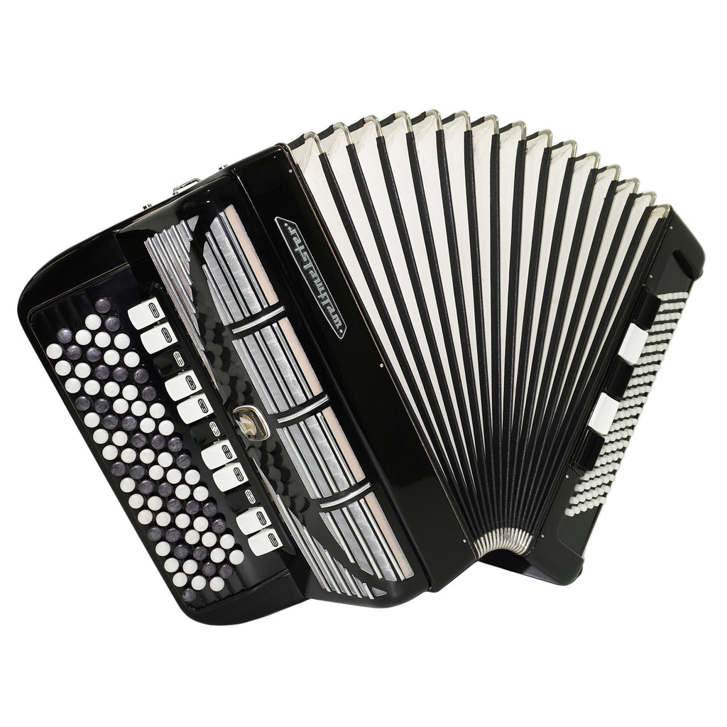 Weltmeister Grandina 5 Row Button Accordion 120 Bass, B Griff, made in Germany, Concert Bayan with New Straps and Soft Case, Professional Bayan Accordian for Adults, 2555