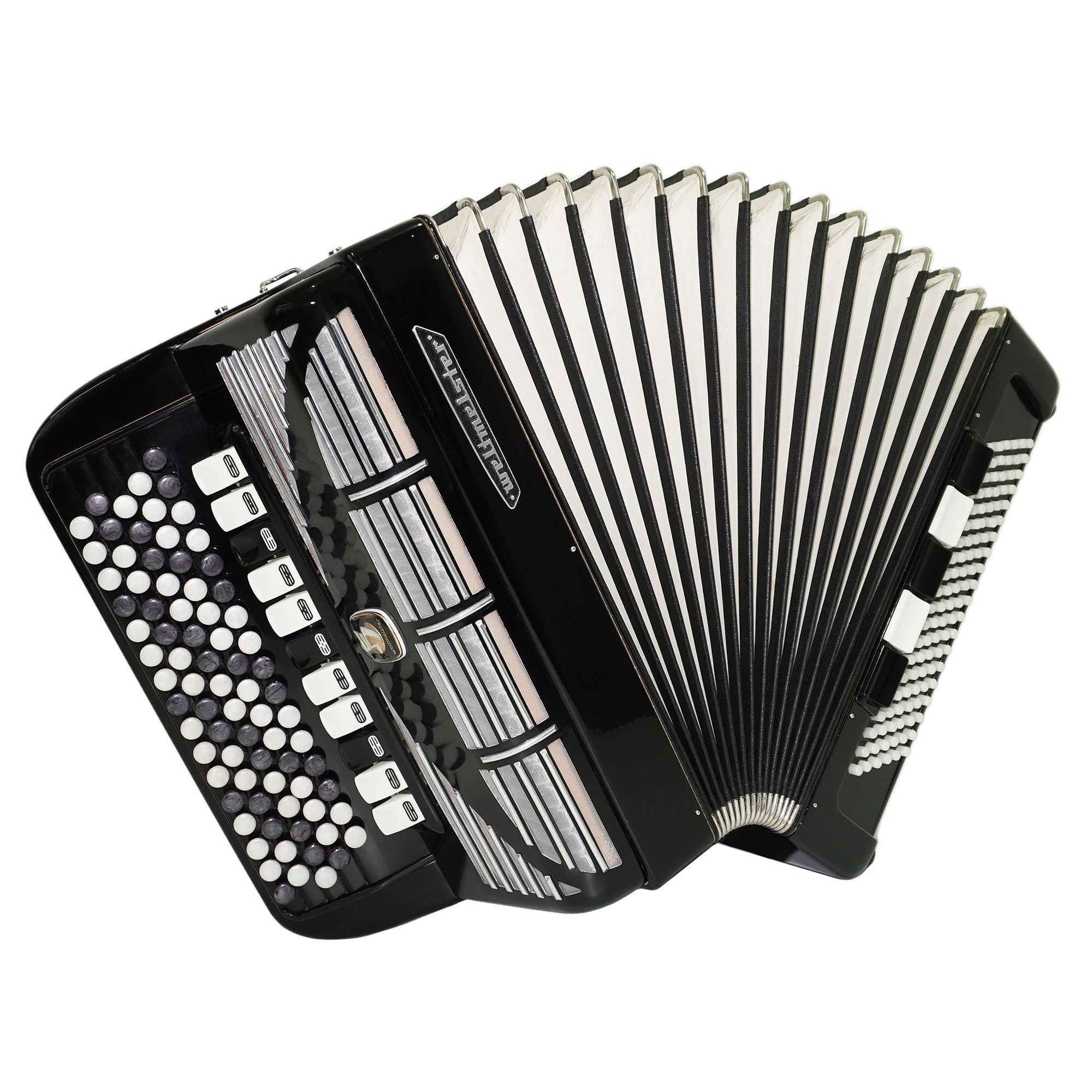 Weltmeister Grandina 5 Row Button Accordion 120 Bass, B Griff, made in Germany, Concert Bayan with New Straps and Soft Case, Professional Bayan Accordian for Adults, 2555