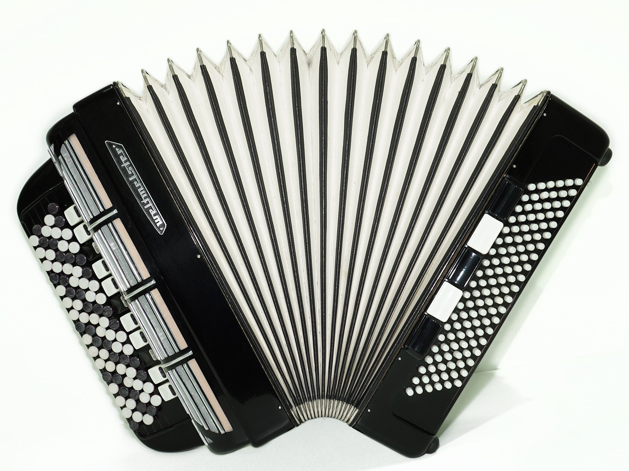 Weltmeister Grandina 5 Row Button Accordion 120 Bass, B Griff, made in Germany, Concert Bayan with New Straps and Soft Case, Professional Bayan Accordian for Adults, 2555