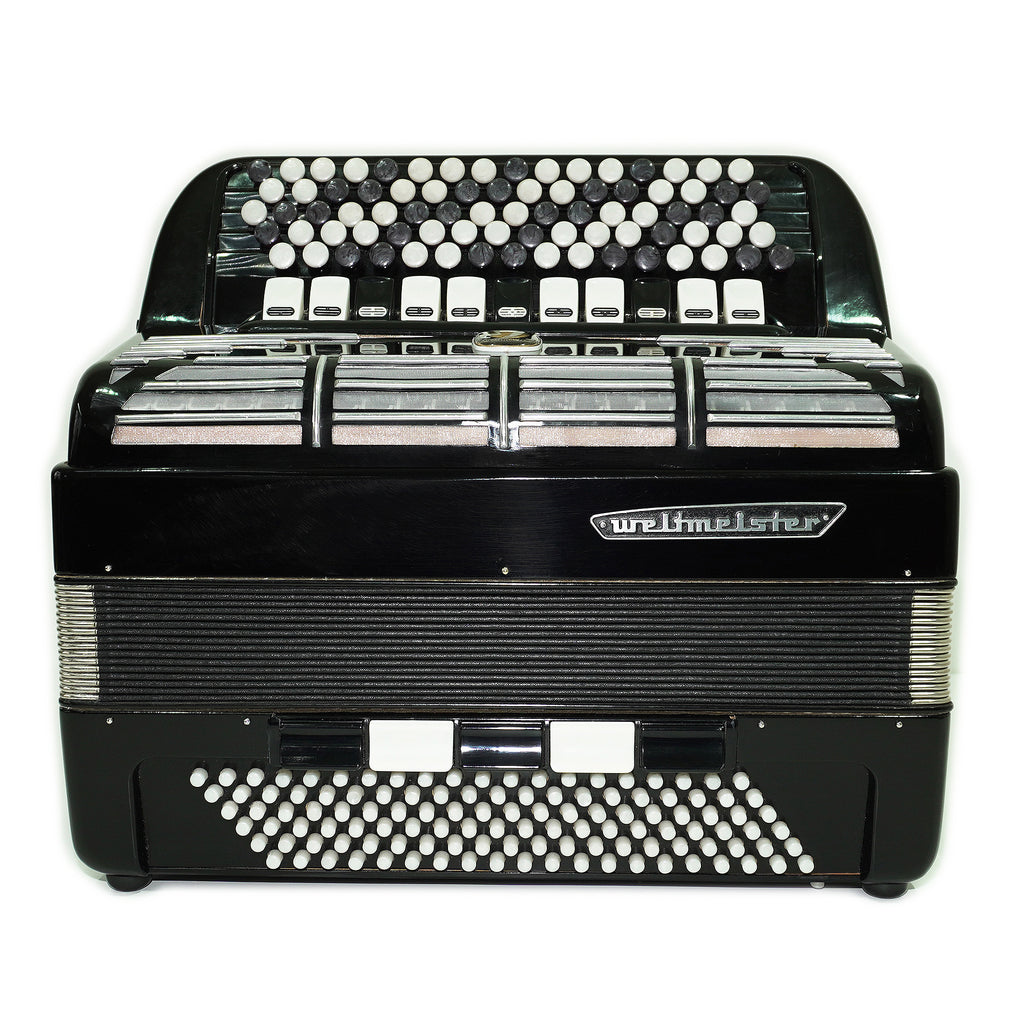 Weltmeister Grandina 5 Row Button Accordion 120 Bass, B Griff, made in Germany, Concert Bayan with New Straps and Soft Case, Professional Bayan Accordian for Adults, 2555