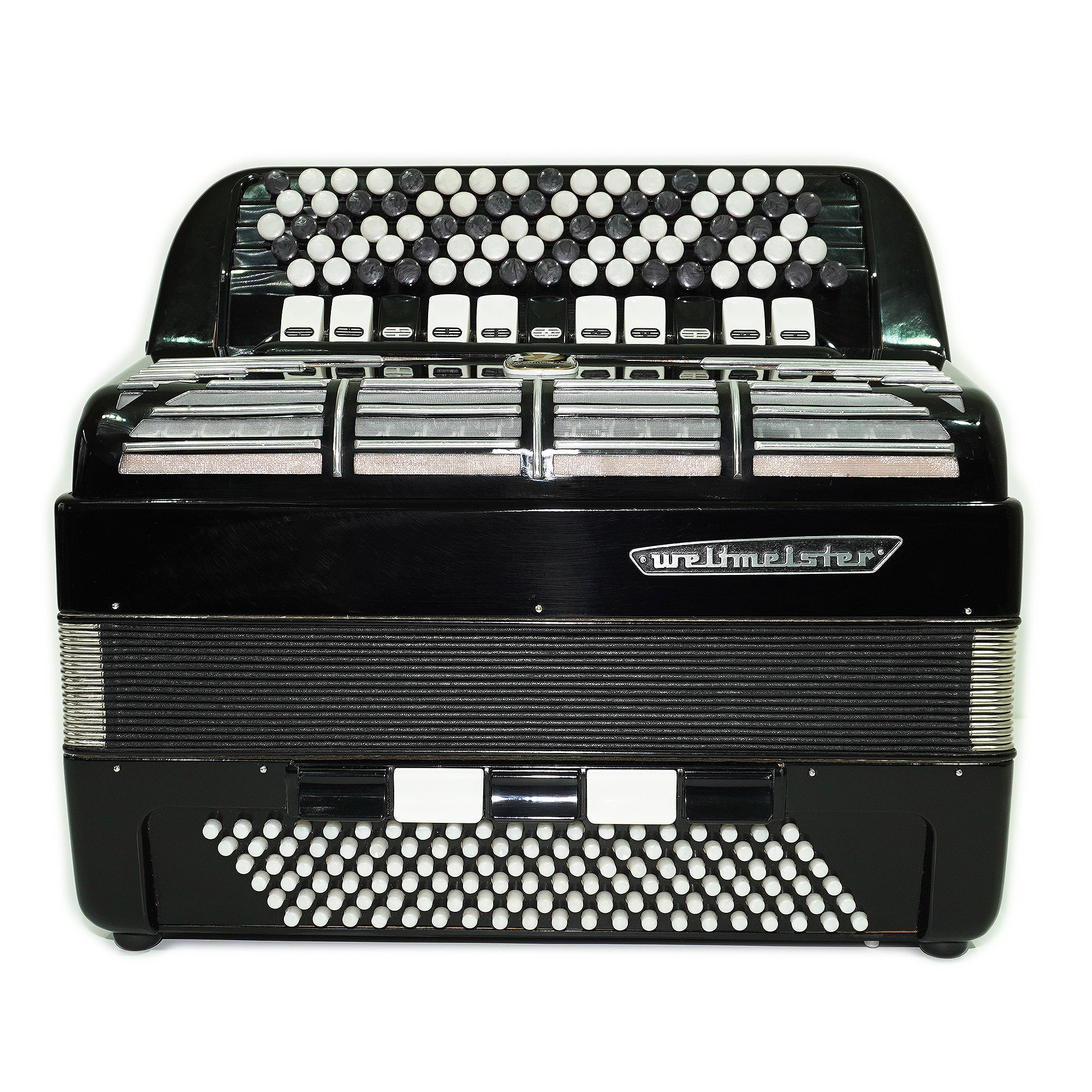Weltmeister Grandina 5 Row Button Accordion 120 Bass, B Griff, made in Germany, Concert Bayan with New Straps and Soft Case, Professional Bayan Accordian for Adults, 2555