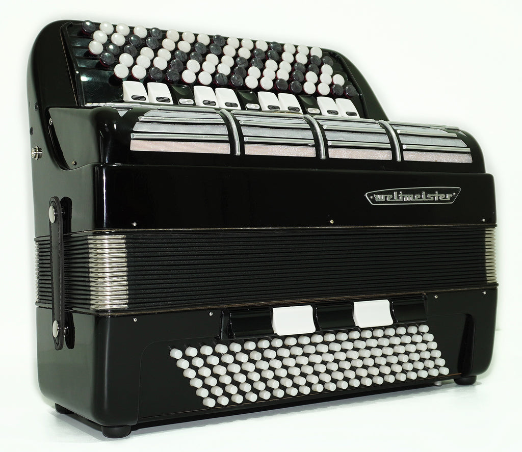Weltmeister Grandina 5 Row Button Accordion 120 Bass, B Griff, made in Germany, Concert Bayan with New Straps and Soft Case, Professional Bayan Accordian for Adults, 2555