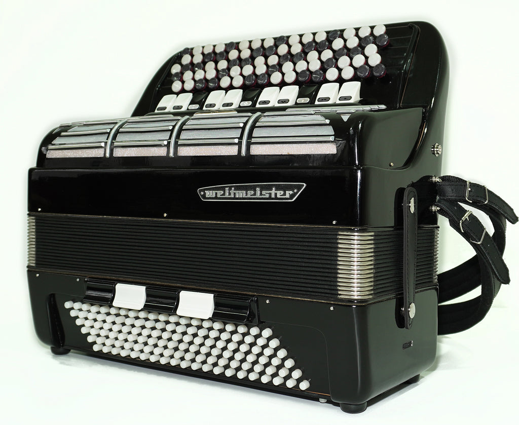 Weltmeister Grandina 5 Row Button Accordion 120 Bass, B Griff, made in Germany, Concert Bayan with New Straps and Soft Case, Professional Bayan Accordian for Adults, 2555