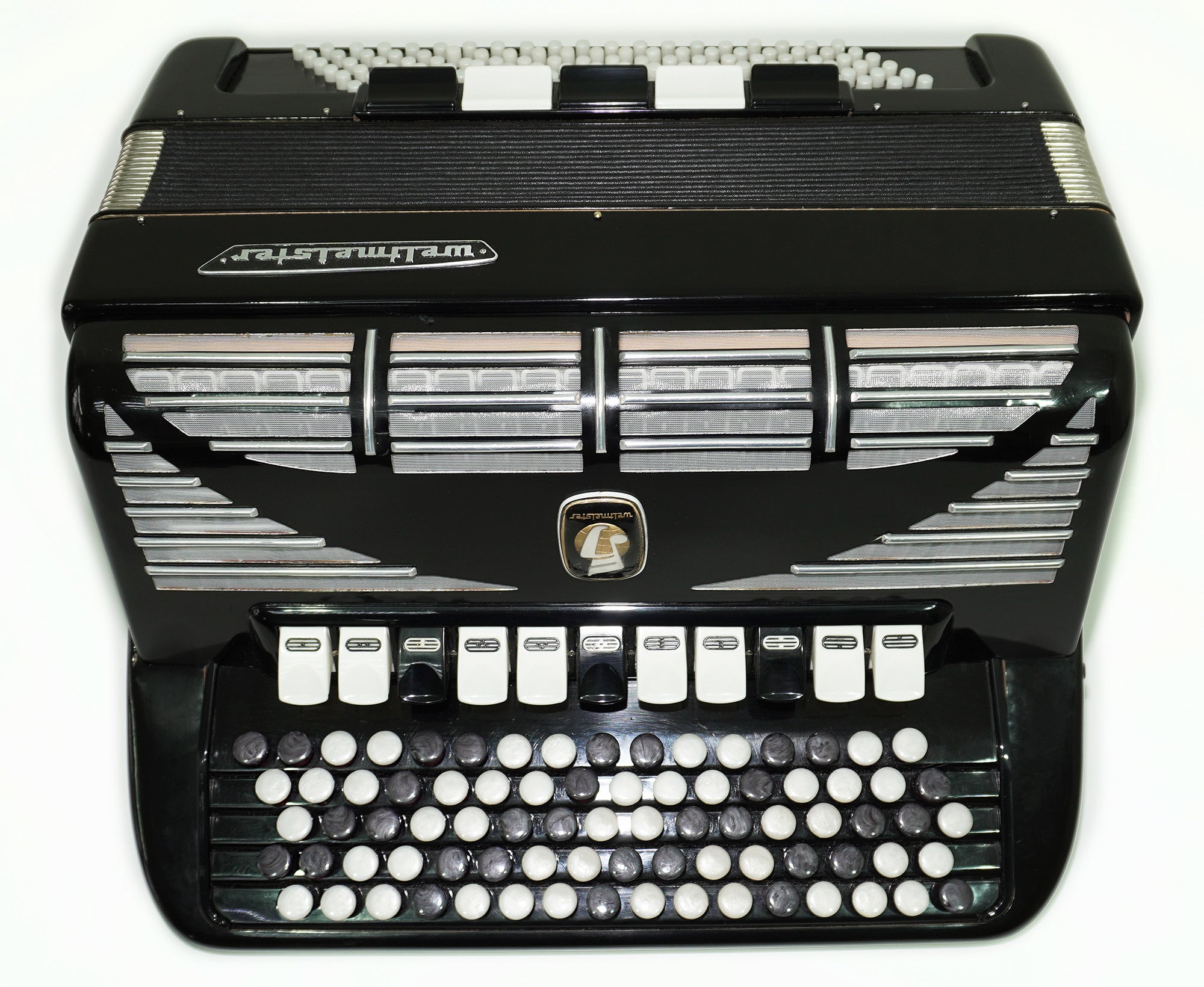 Weltmeister Grandina 5 Row Button Accordion 120 Bass, B Griff, made in Germany, Concert Bayan with New Straps and Soft Case, Professional Bayan Accordian for Adults, 2555