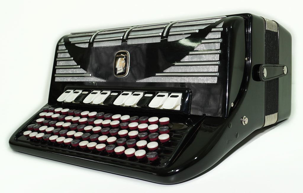 Weltmeister Grandina 5 Row Button Accordion 120 Bass, B Griff, made in Germany, Concert Bayan with New Straps and Soft Case, Professional Bayan Accordian for Adults, 2555