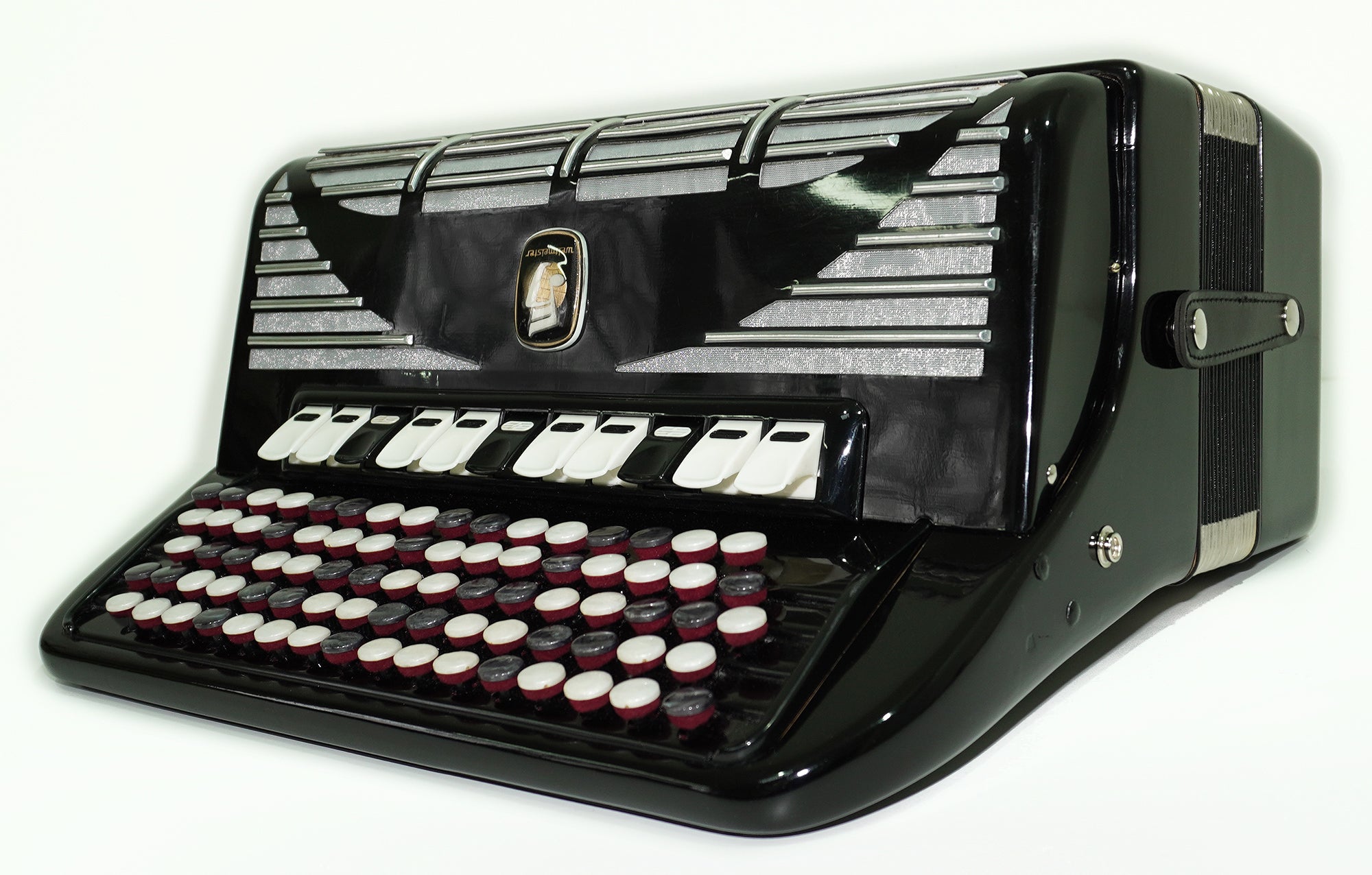 Weltmeister Grandina 5 Row Button Accordion 120 Bass, B Griff, made in Germany, Concert Bayan with New Straps and Soft Case, Professional Bayan Accordian for Adults, 2555