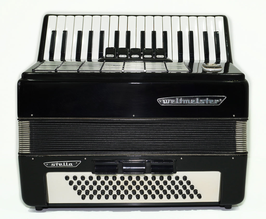 Weltmeister Stella Accordion 80 Bass made in Germany, New Straps and Soft Case for Gift, Vintage Keyboard Piano Accordian Musical Instrument, 2559
