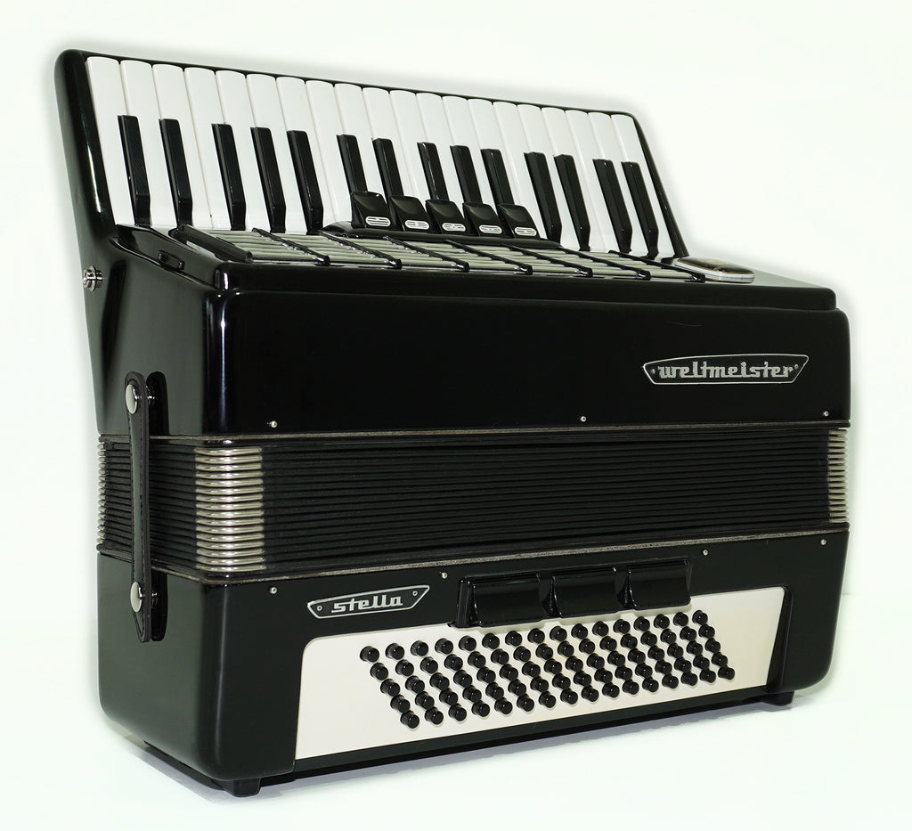 Weltmeister Stella Accordion 80 Bass made in Germany, New Straps and Soft Case for Gift, Vintage Keyboard Piano Accordian Musical Instrument, 2559