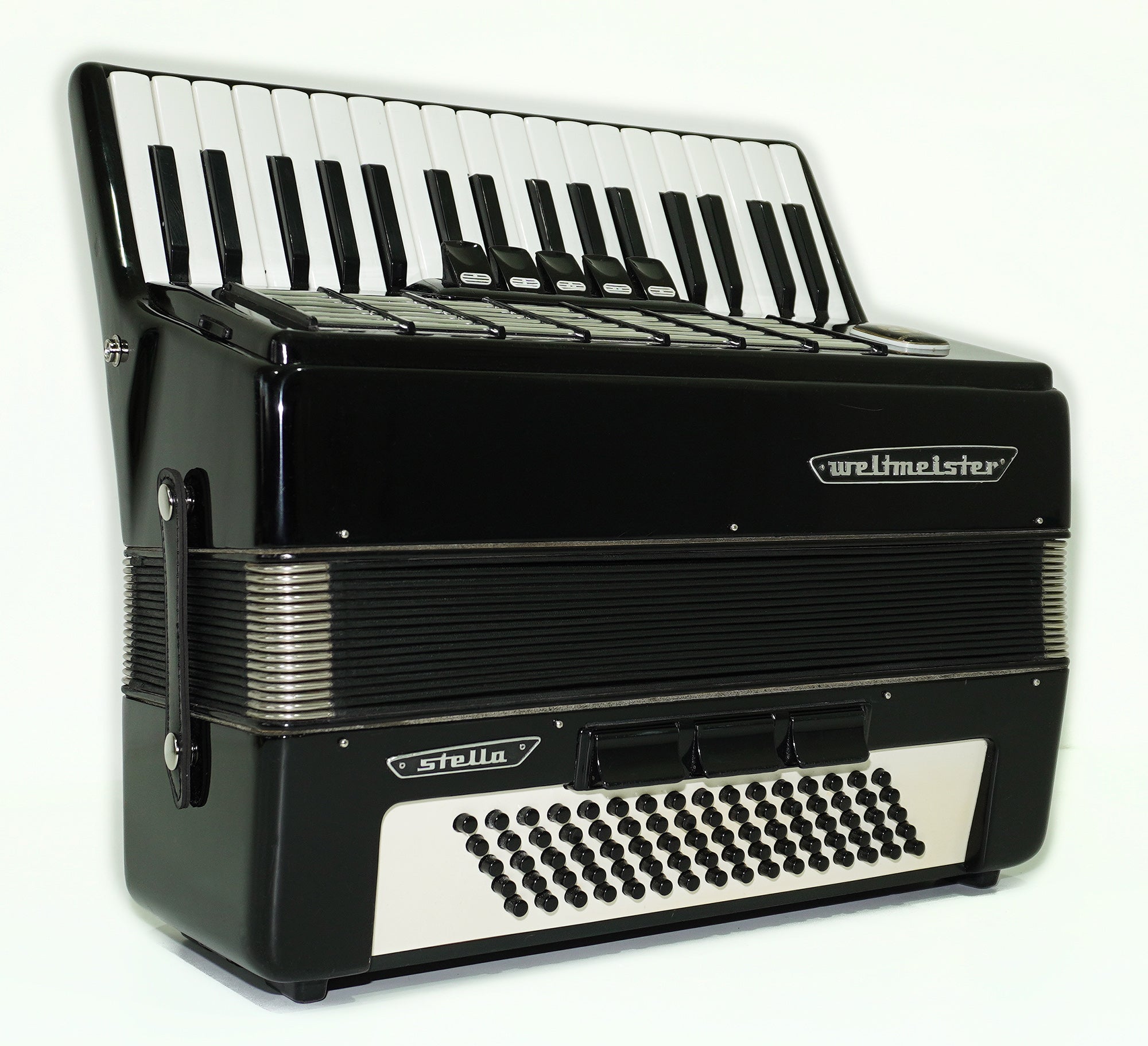 Weltmeister Stella Accordion 80 Bass made in Germany, New Straps and Soft Case for Gift, Vintage Keyboard Piano Accordian Musical Instrument, 2559