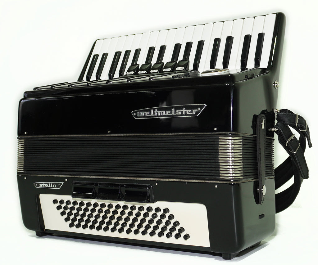 Weltmeister Stella Accordion 80 Bass made in Germany, New Straps and Soft Case for Gift, Vintage Keyboard Piano Accordian Musical Instrument, 2559