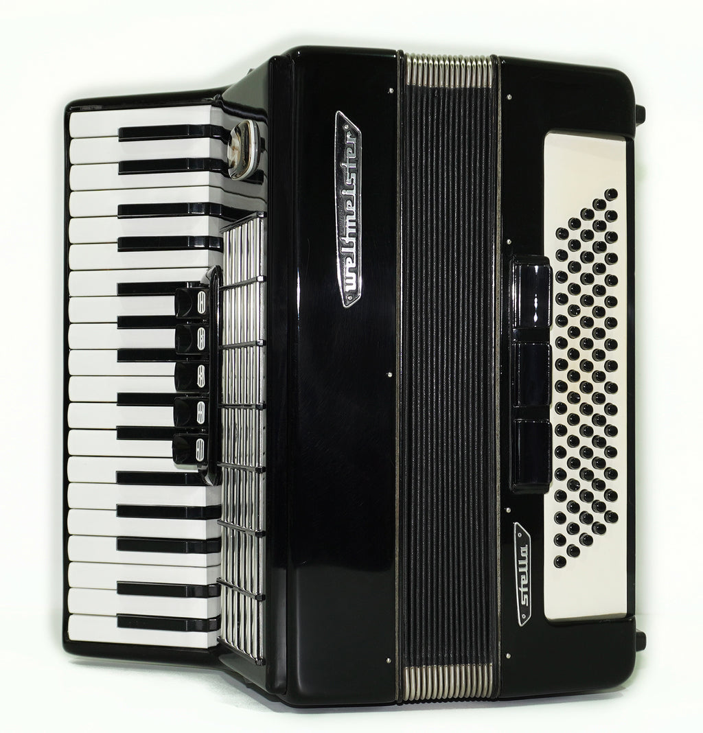 Weltmeister Stella Accordion 80 Bass made in Germany, New Straps and Soft Case for Gift, Vintage Keyboard Piano Accordian Musical Instrument, 2559