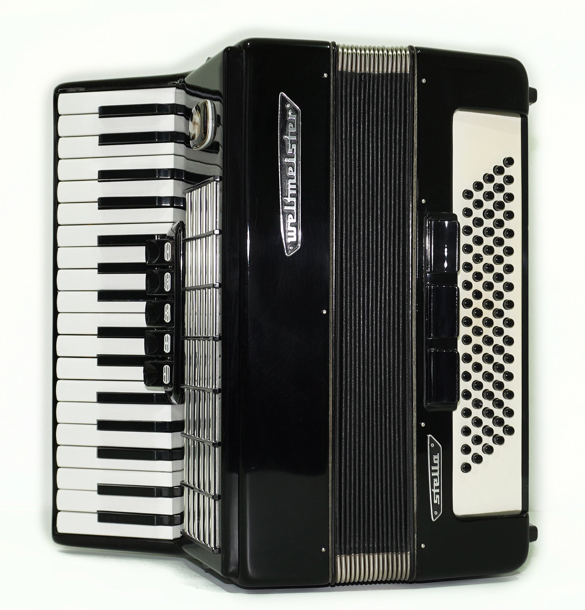 Weltmeister Stella Accordion 80 Bass made in Germany, New Straps and Soft Case for Gift, Vintage Keyboard Piano Accordian Musical Instrument, 2559