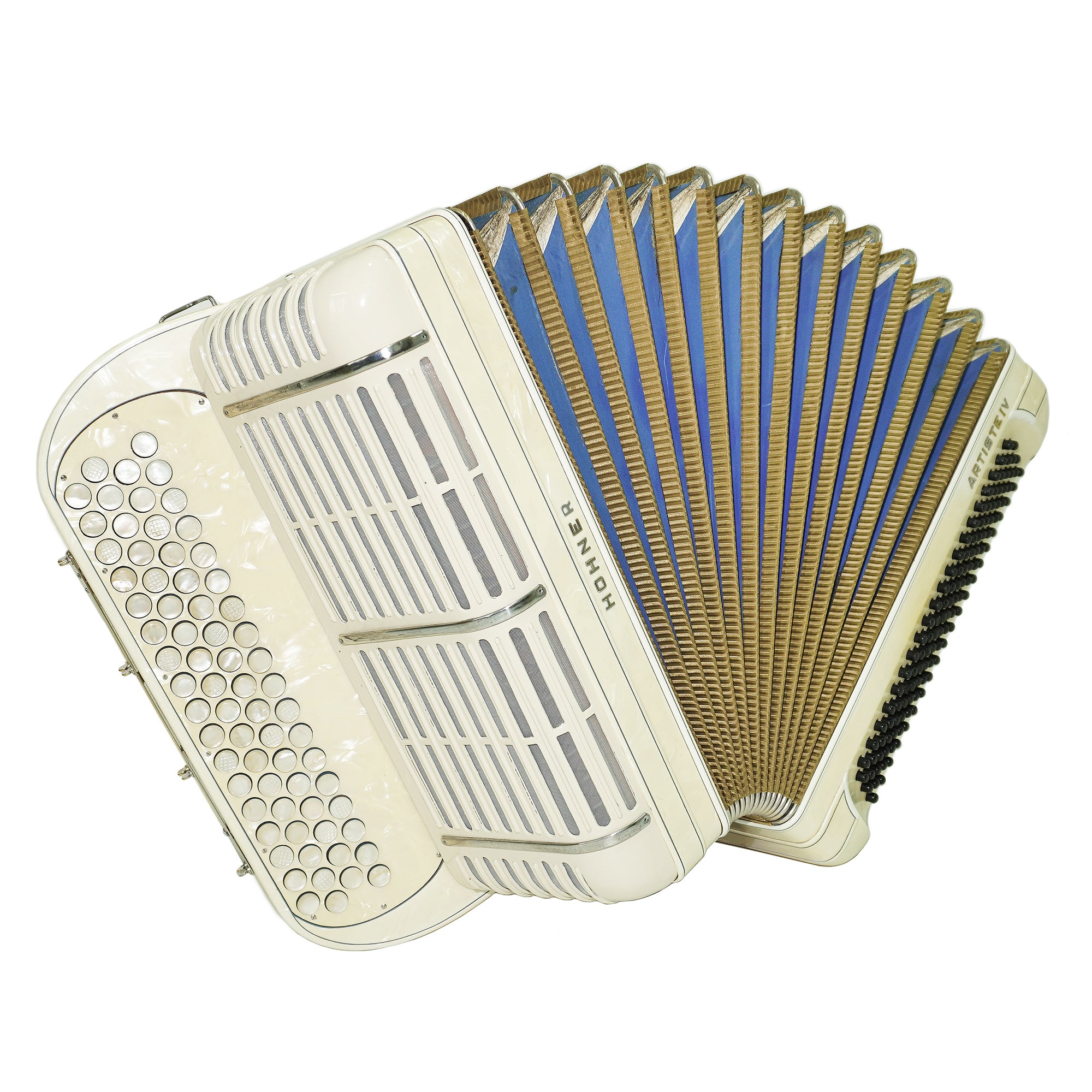 Vintage Hohner Artiste IV, 4 Rows Button Accordion, made in Germany, Rare Original Akkordeon, New Straps, Rich and Powerful Sound, 2560