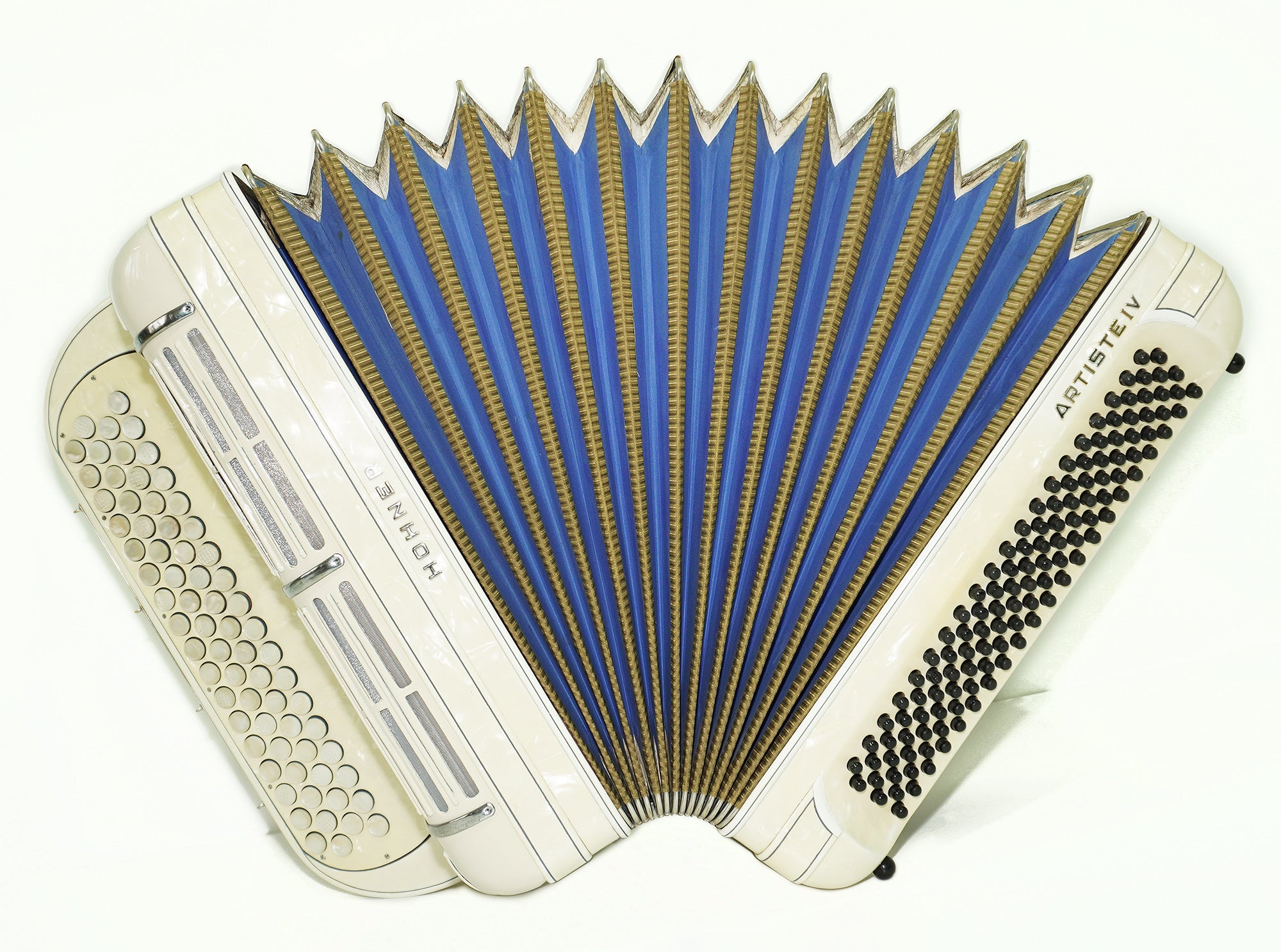 Vintage Hohner Artiste IV, 4 Rows Button Accordion, made in Germany, Rare Original Akkordeon, New Straps, Rich and Powerful Sound, 2560
