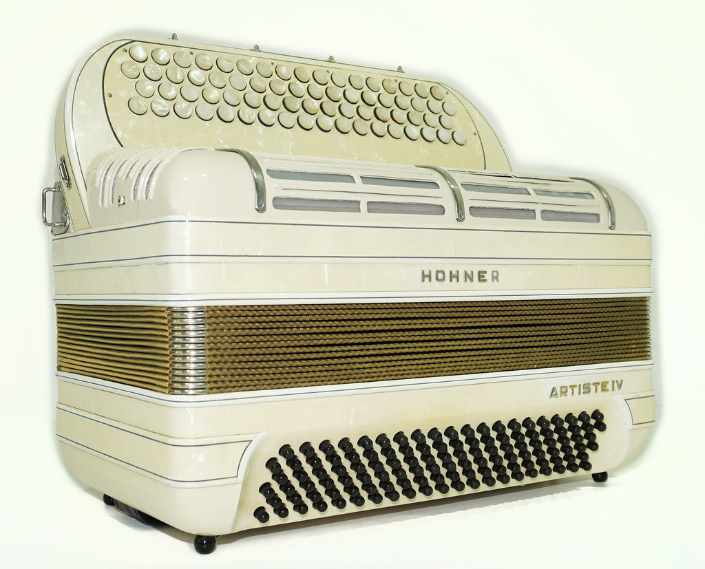 Vintage Hohner Artiste IV, 4 Rows Button Accordion, made in Germany, Rare Original Akkordeon, New Straps, Rich and Powerful Sound, 2560