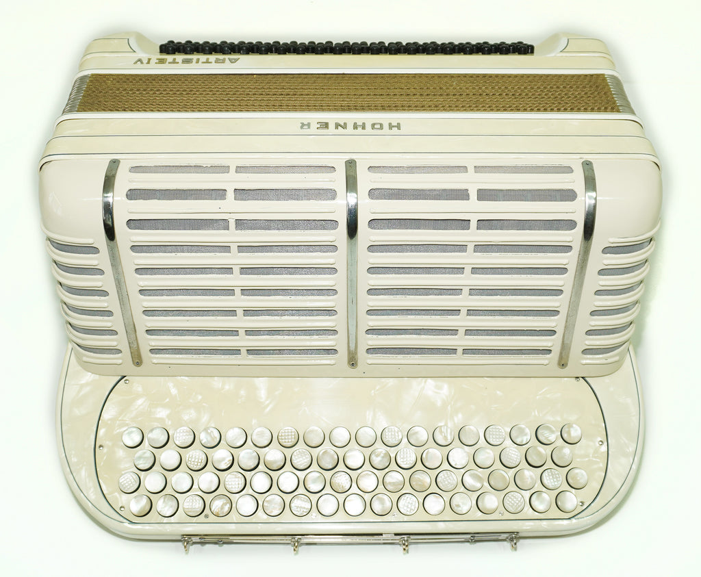 Vintage Hohner Artiste IV, 4 Rows Button Accordion, made in Germany, Rare Original Akkordeon, New Straps, Rich and Powerful Sound, 2560
