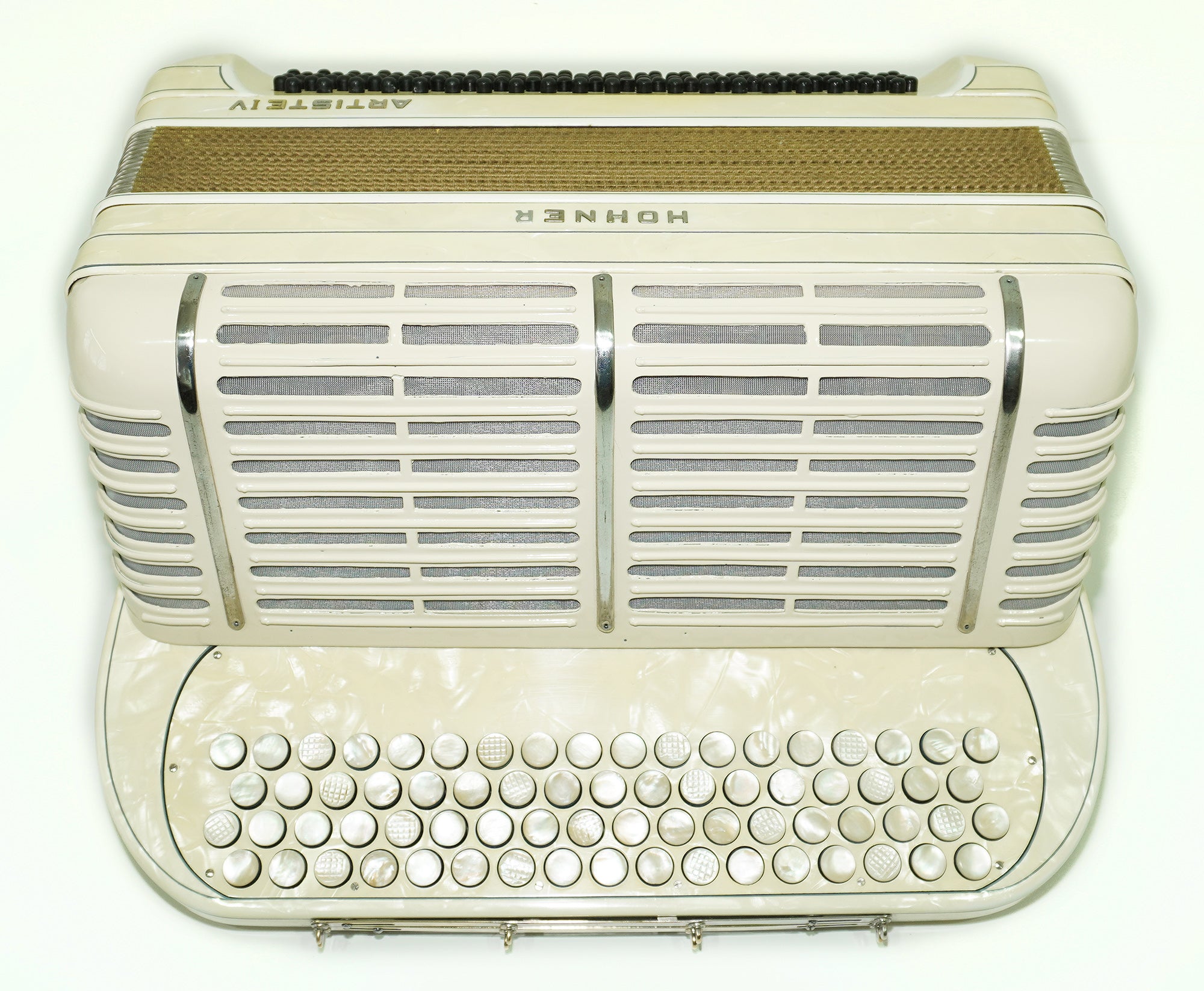 Vintage Hohner Artiste IV, 4 Rows Button Accordion, made in Germany, Rare Original Akkordeon, New Straps, Rich and Powerful Sound, 2560