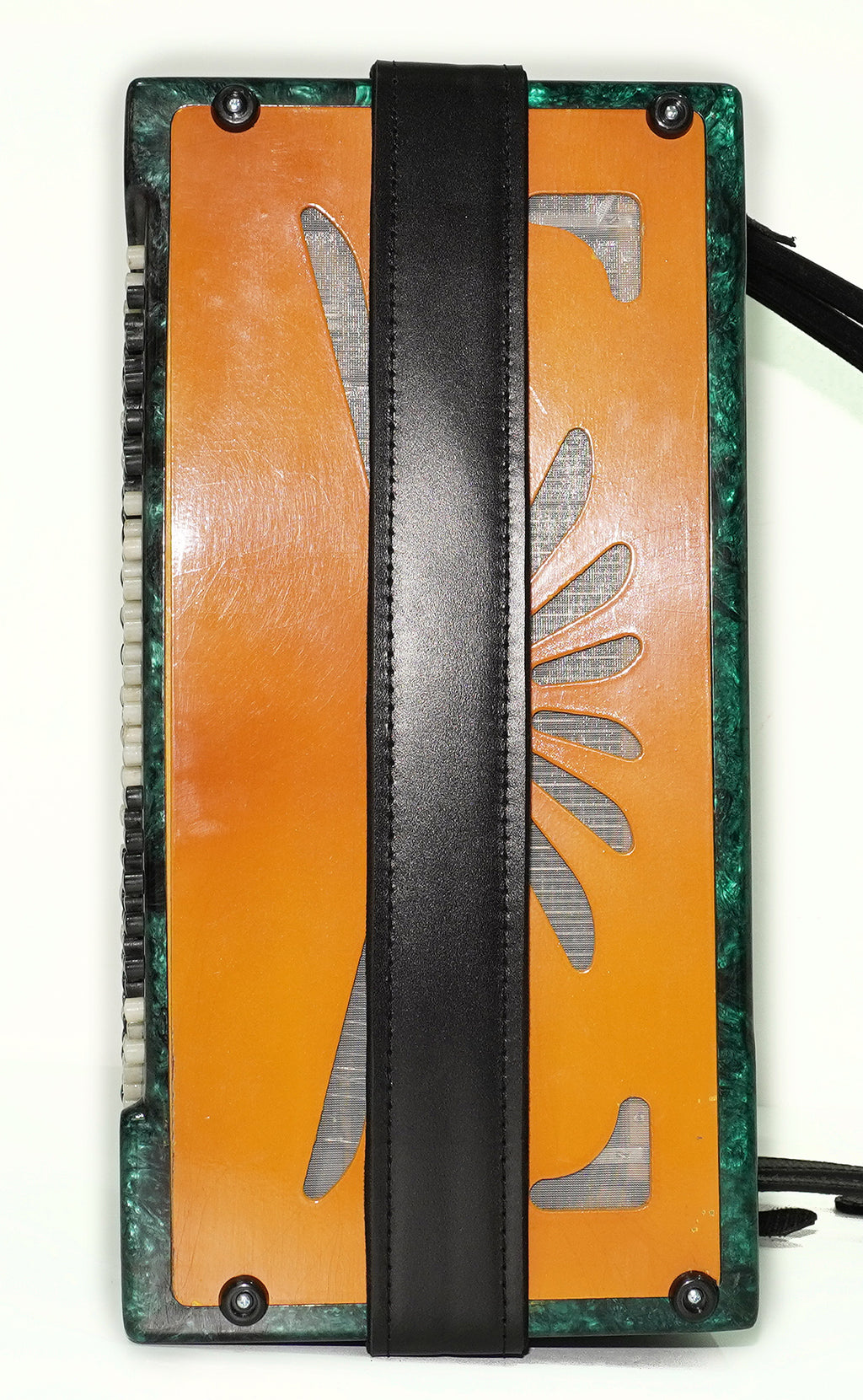 Bayan 3 Row Button Accordion Kreminne 120 Bass, Folk Accordian Harmonica, Garmoshka, with New Straps, Squeezebox, Old Soviet Bayan in Tune, 2575