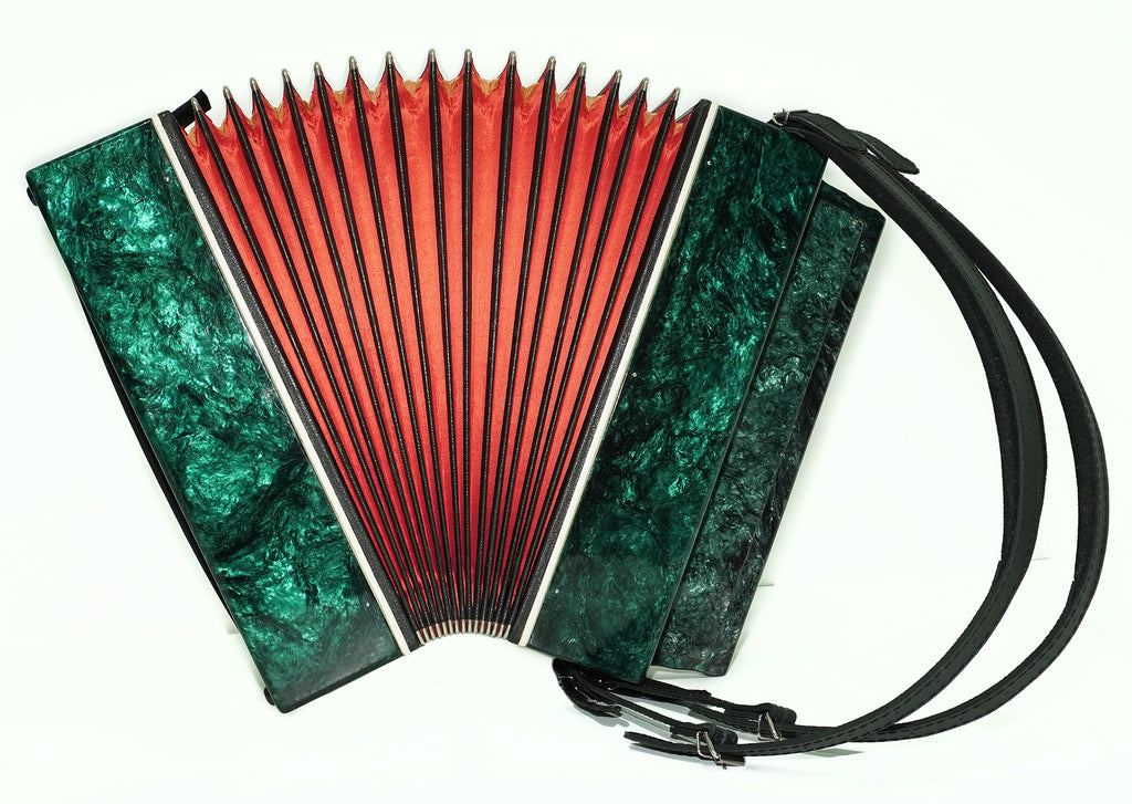 Bayan 3 Row Button Accordion Kreminne 120 Bass, Folk Accordian Harmonica, Garmoshka, with New Straps, Squeezebox, Old Soviet Bayan in Tune, 2575