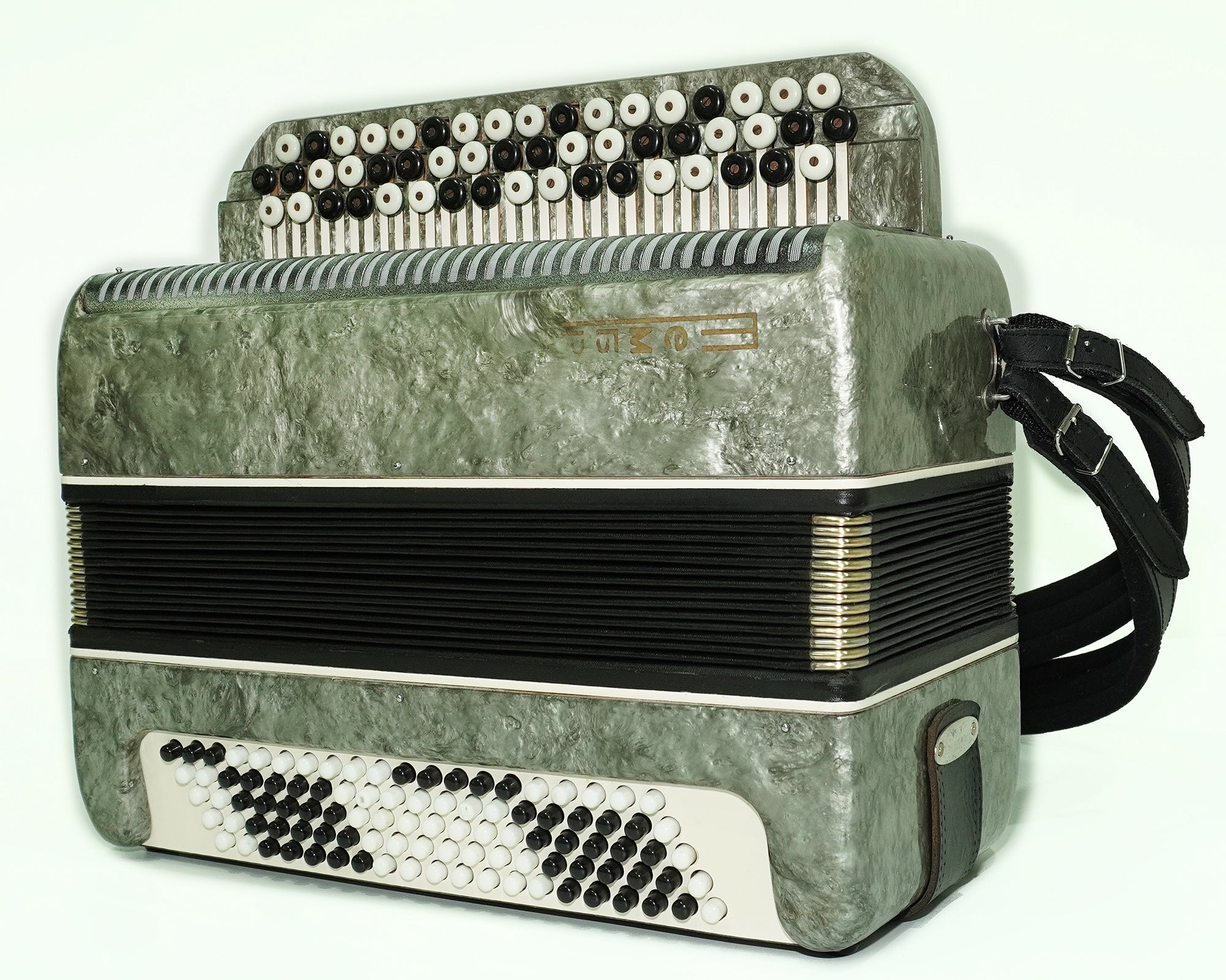 Russian Bayan Tembr, Button Accordion Instrument, 100 Bass Buttons, New Straps, Concertina Stradella B System, Soviet Harmonica in Tune, 2629