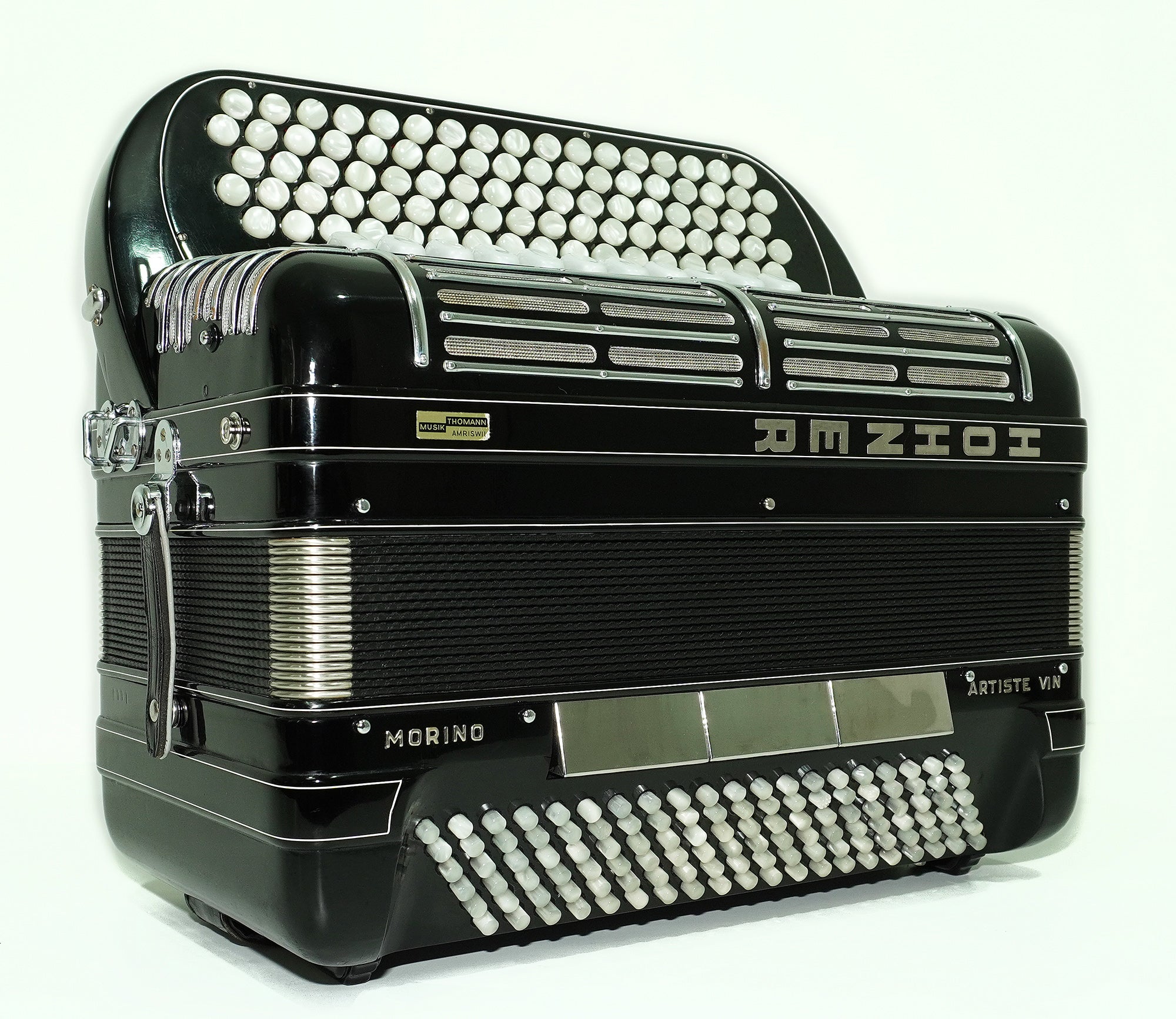 Hohner Morino Artiste VI N Button Accordion 120 Bass, C Griff, made in Germany, Straps and Hard Case, 5 Rows Fisarmonica Knopfakkordeon, 2573