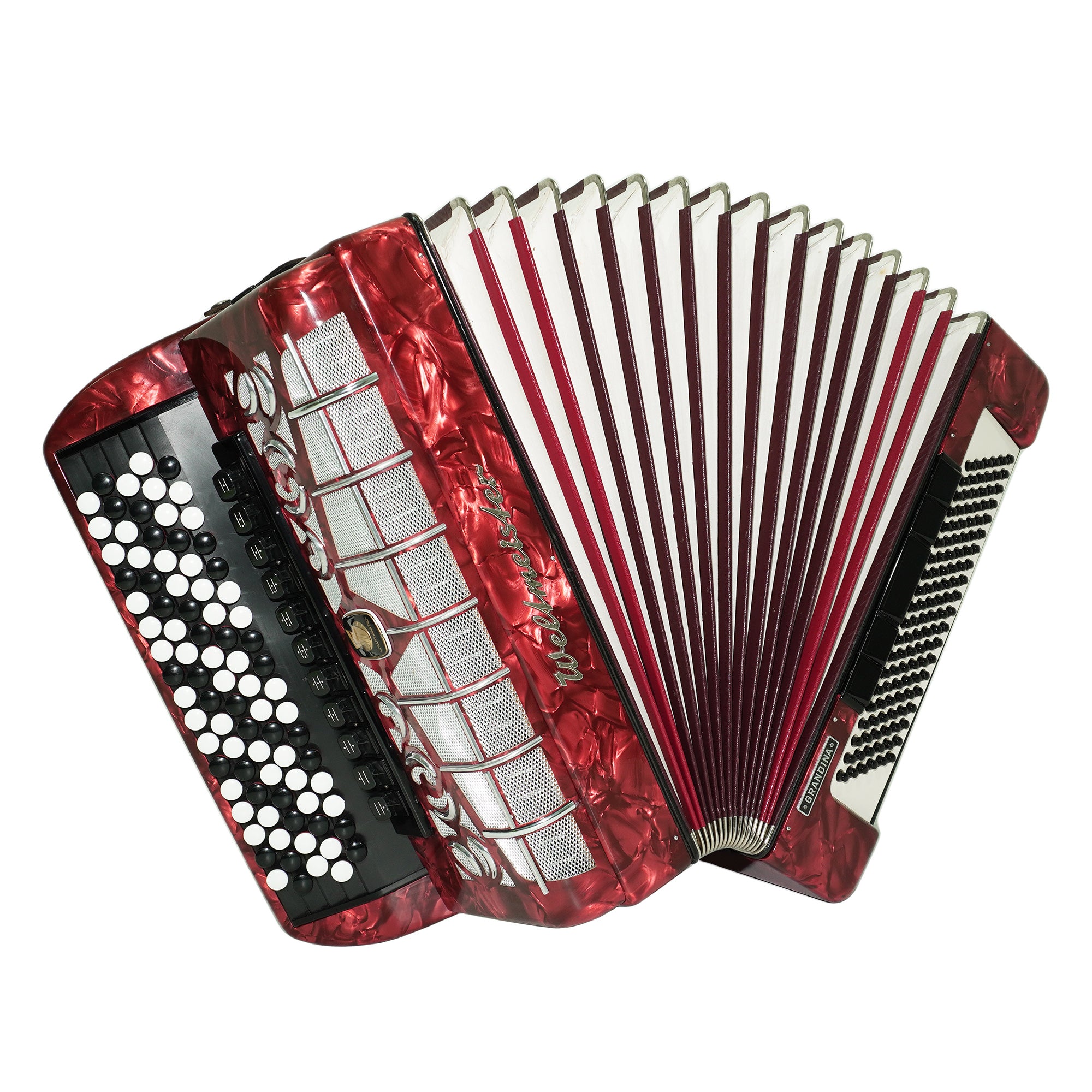Weltmeister Grandina Button Accordion made in Germany, Concert Bayan B Griff Stradella, New Straps Soft Case, Professional 5 Row Accordion, 2580
